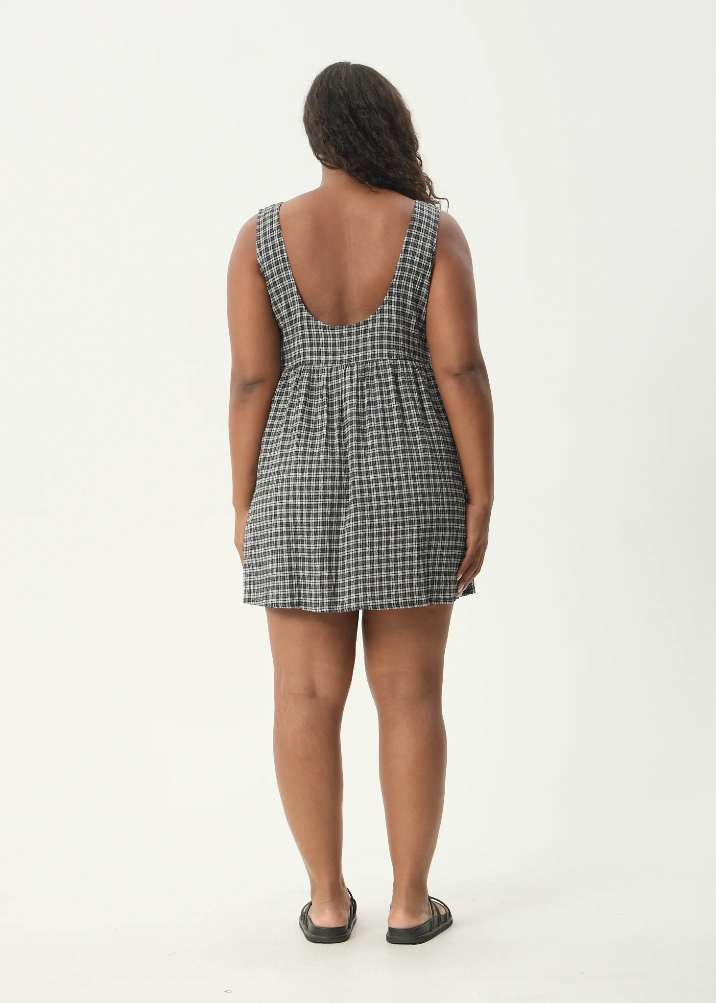AFENDS Womens Jesse - Seersucker Mini Dress - Steel Check - Image 10