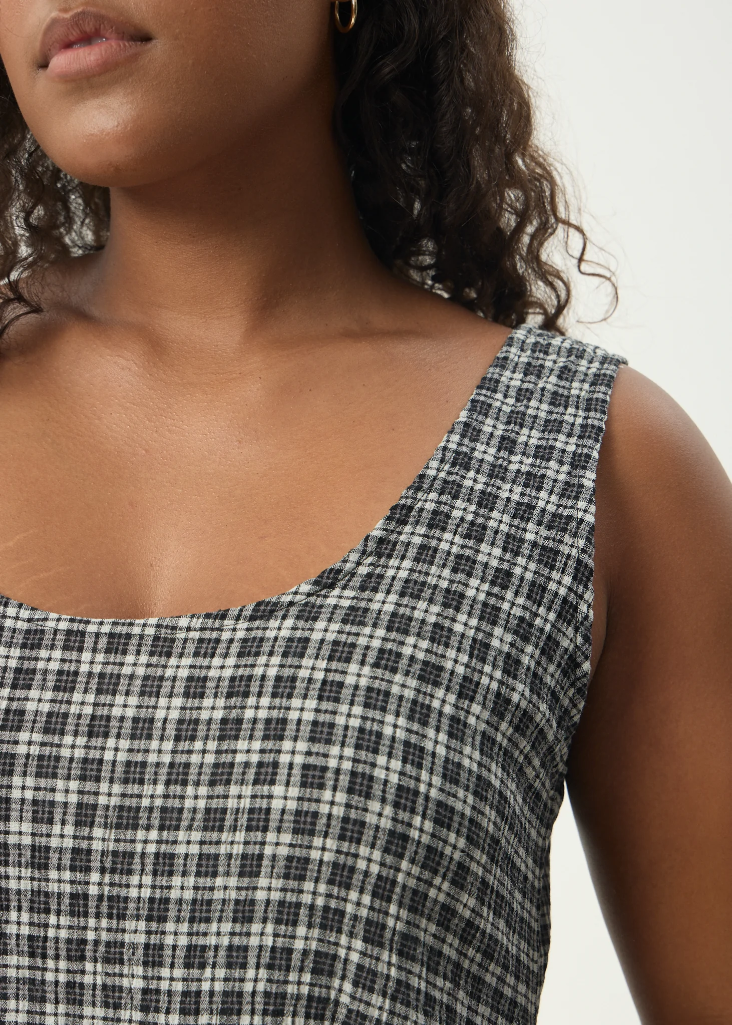AFENDS Womens Jesse - Seersucker Mini Dress - Steel Check - Image 12