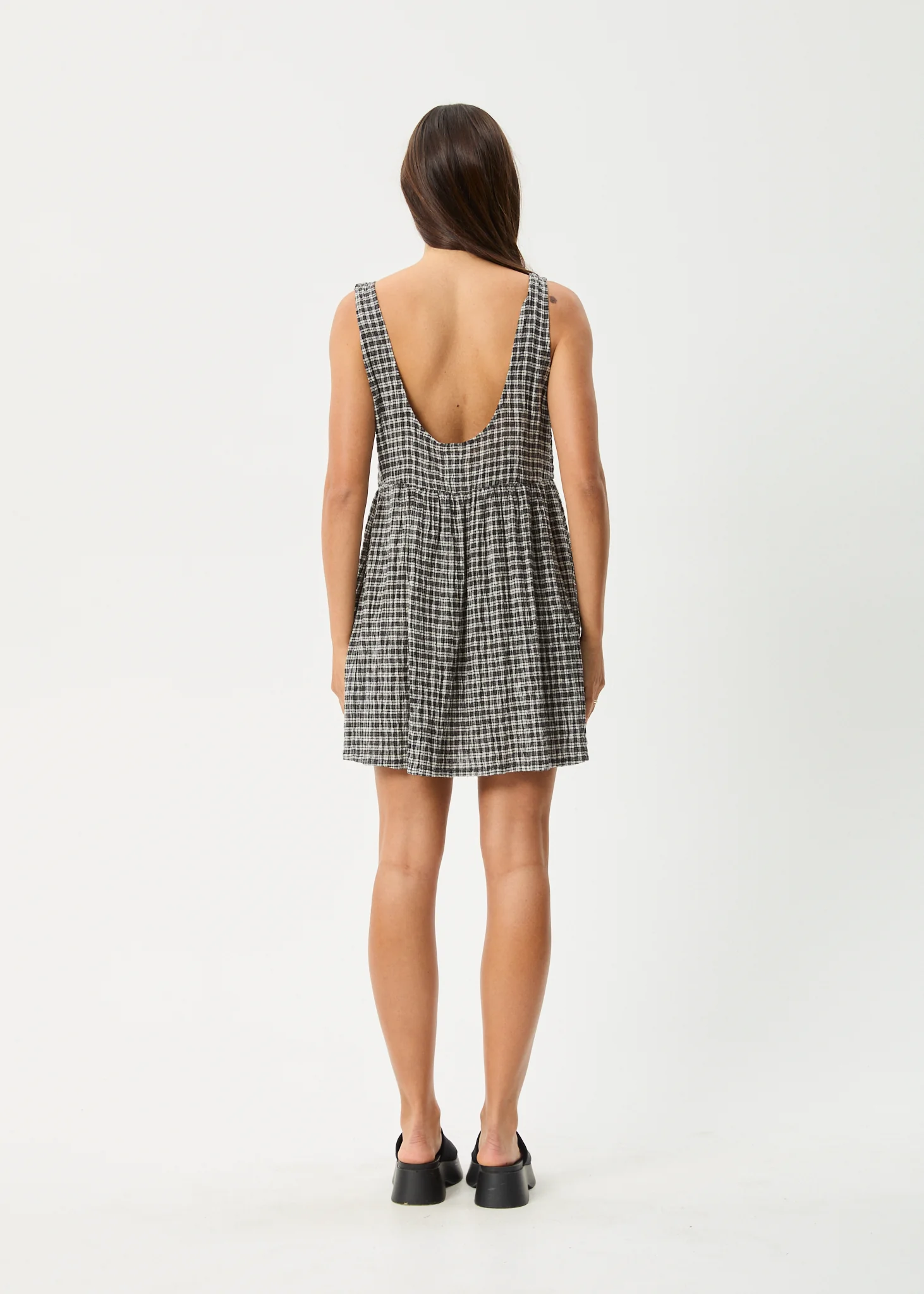 AFENDS Womens Jesse - Seersucker Mini Dress - Steel Check - Image 9
