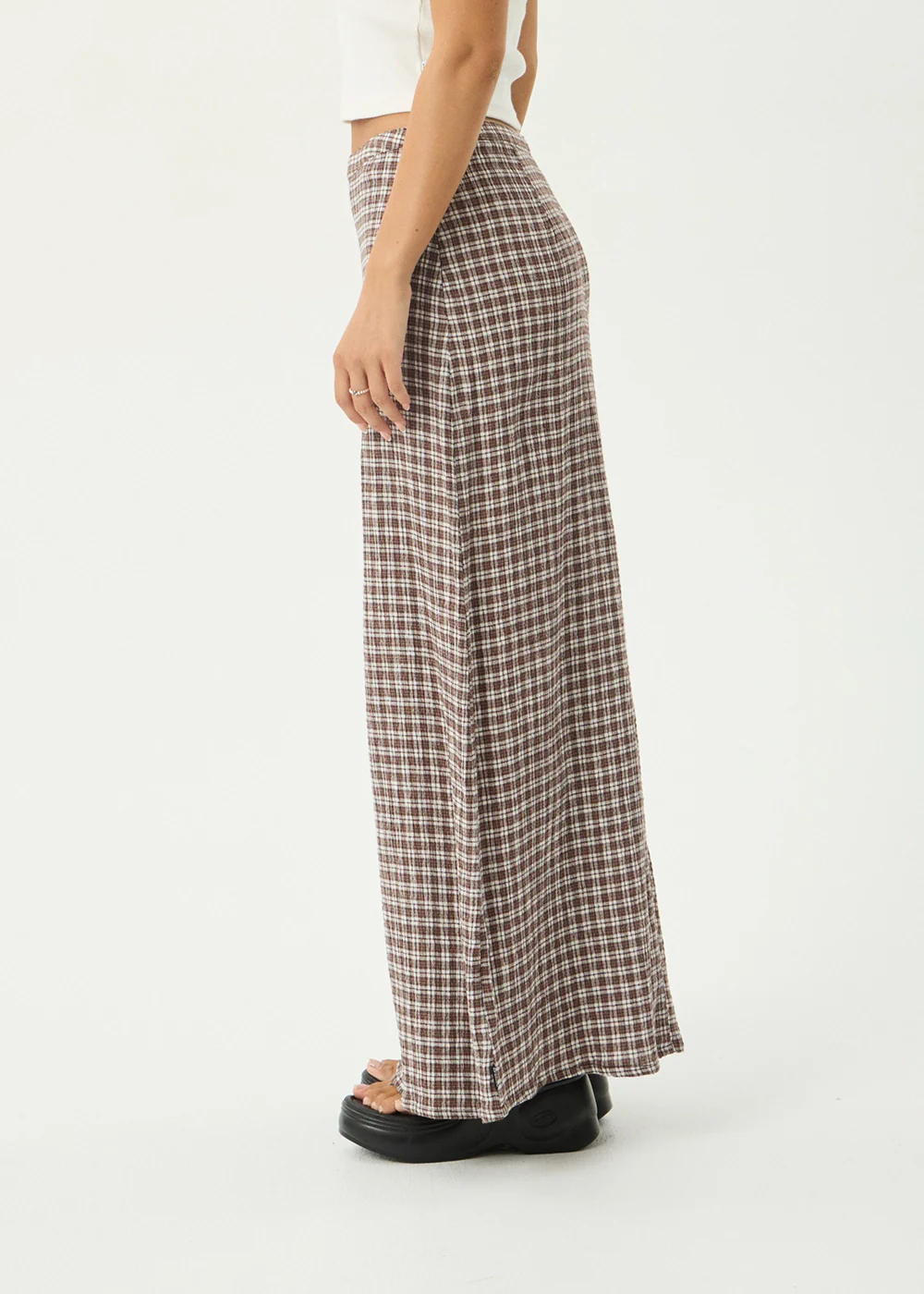 AFENDS Womens Lita - Seersucker Maxi Skirt - Base Coffee Check - Image 8