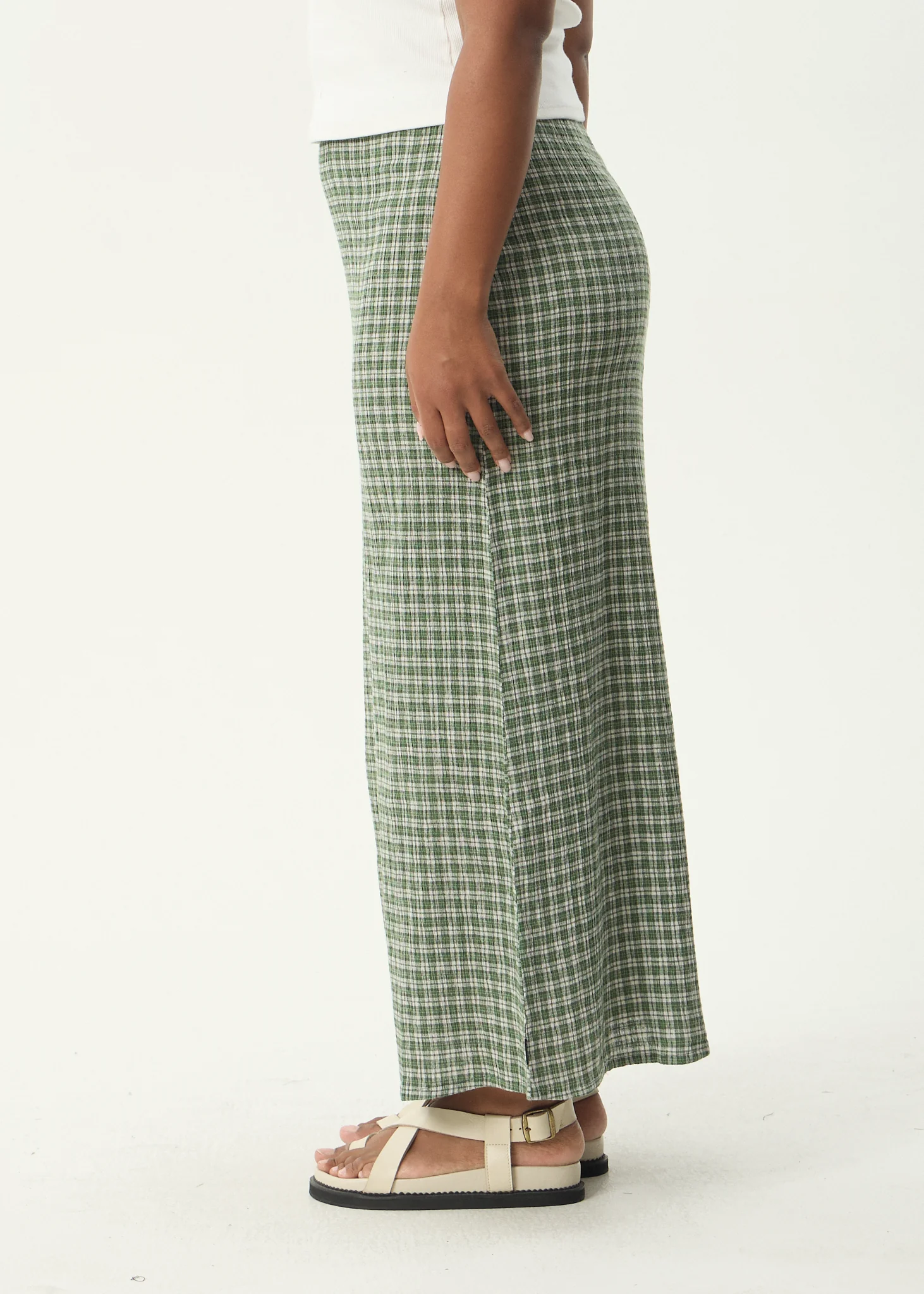 AFENDS Womens Lita - Seersucker Maxi Skirt - Base Deep Green Check - Image 10