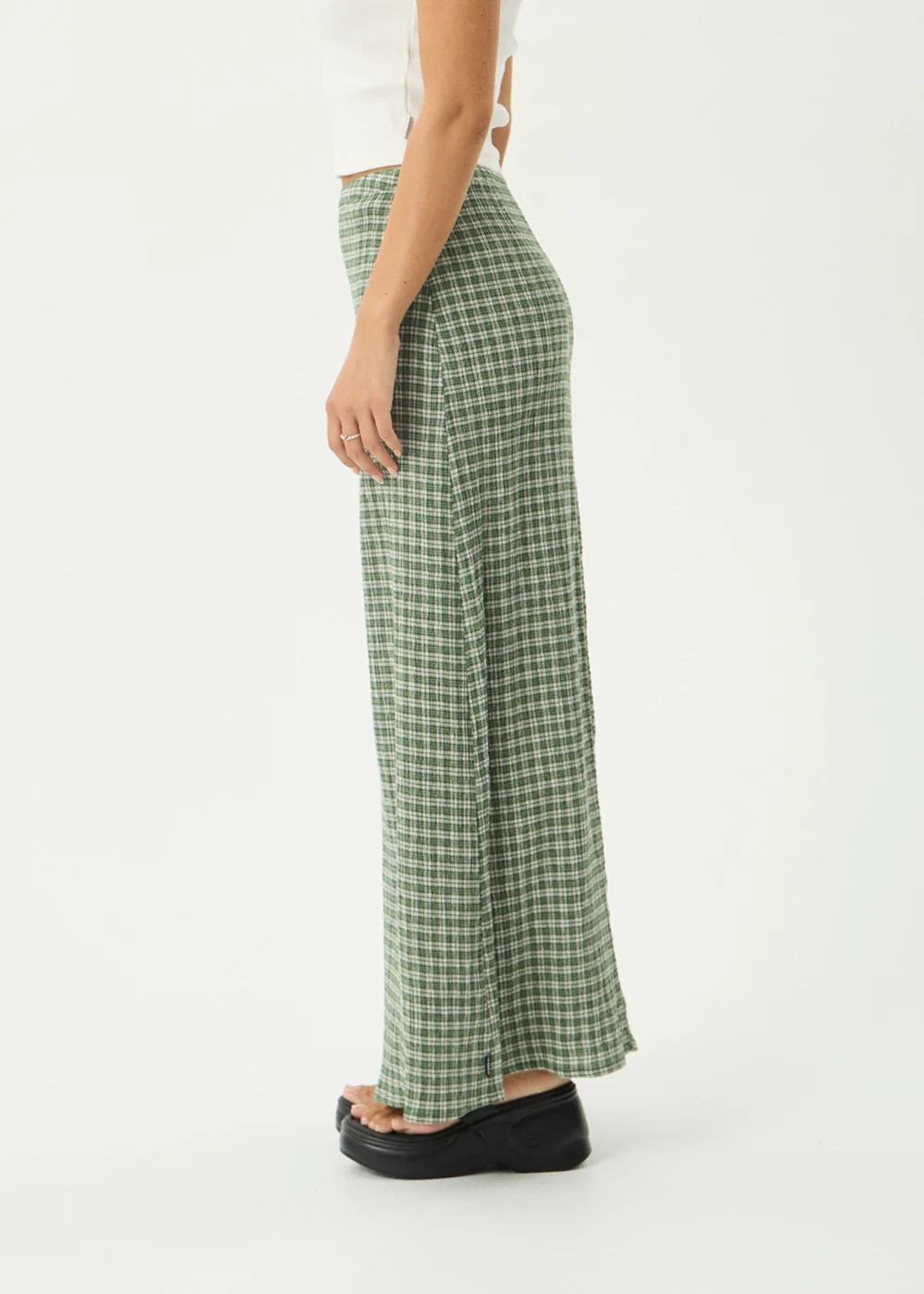 AFENDS Womens Lita - Seersucker Maxi Skirt - Base Deep Green Check - Image 9