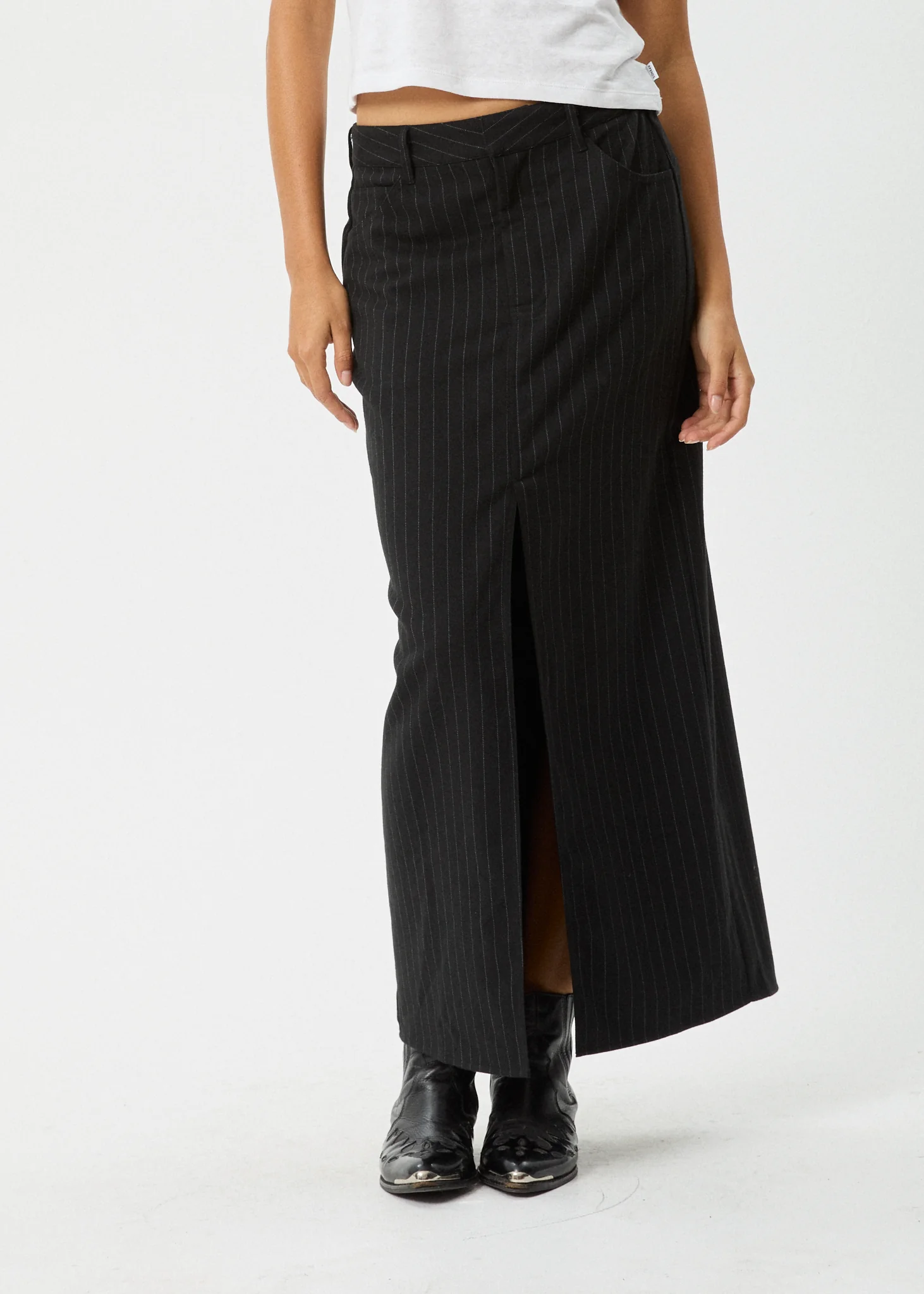 AFENDS Womens Business - Split Maxi Skirt - Black - Image 2