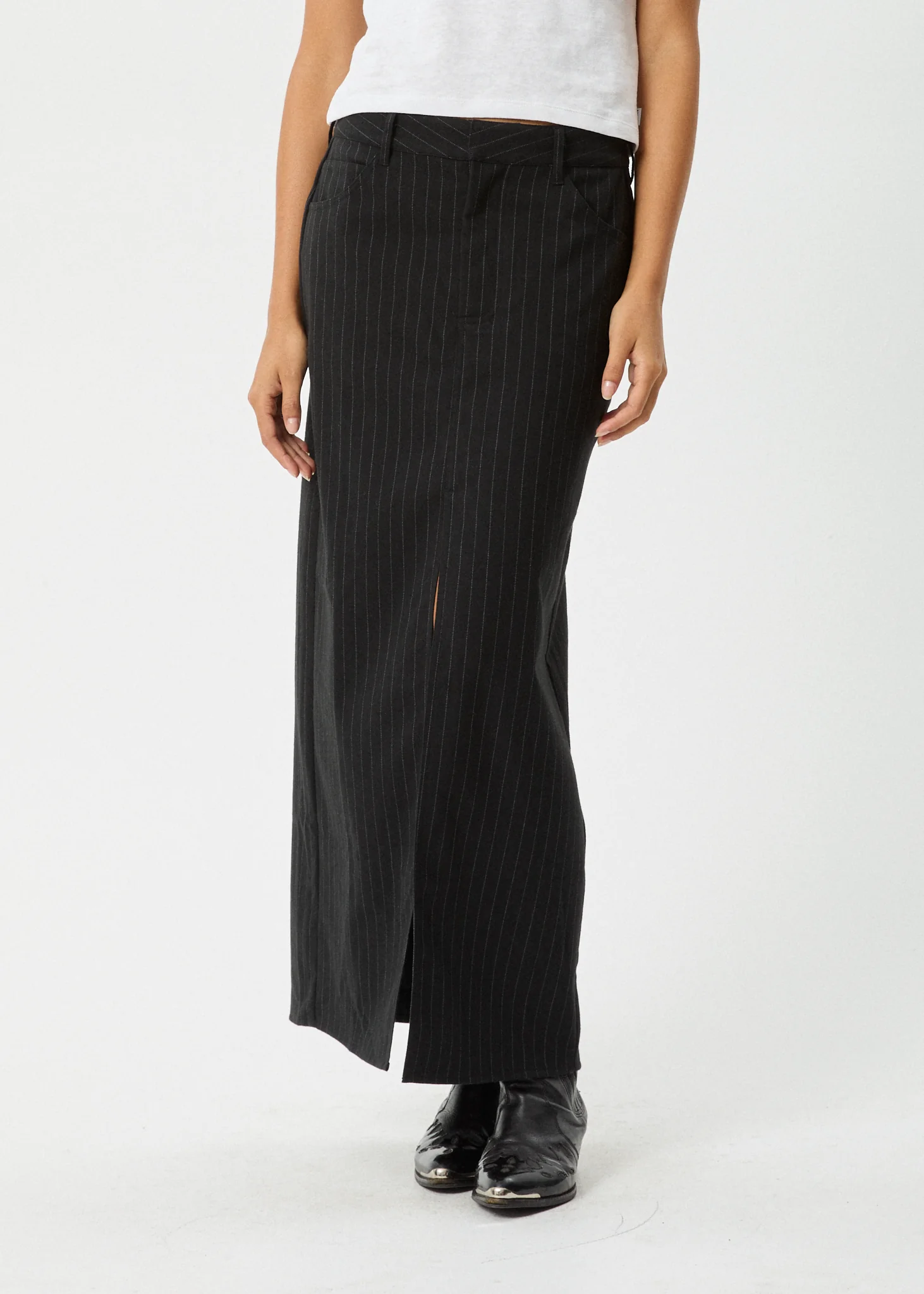 AFENDS Womens Business - Split Maxi Skirt - Black - Image 3
