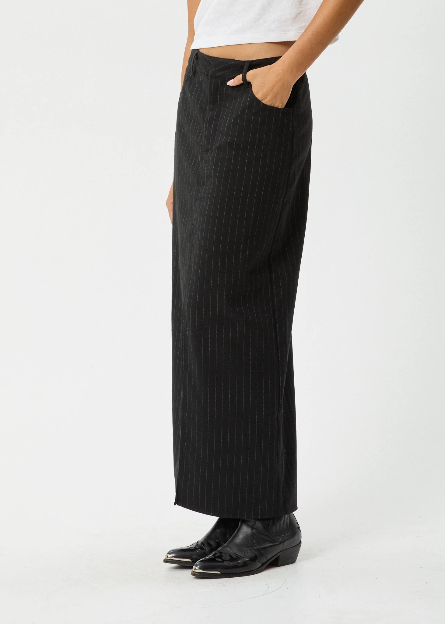AFENDS Womens Business - Split Maxi Skirt - Black - Image 5
