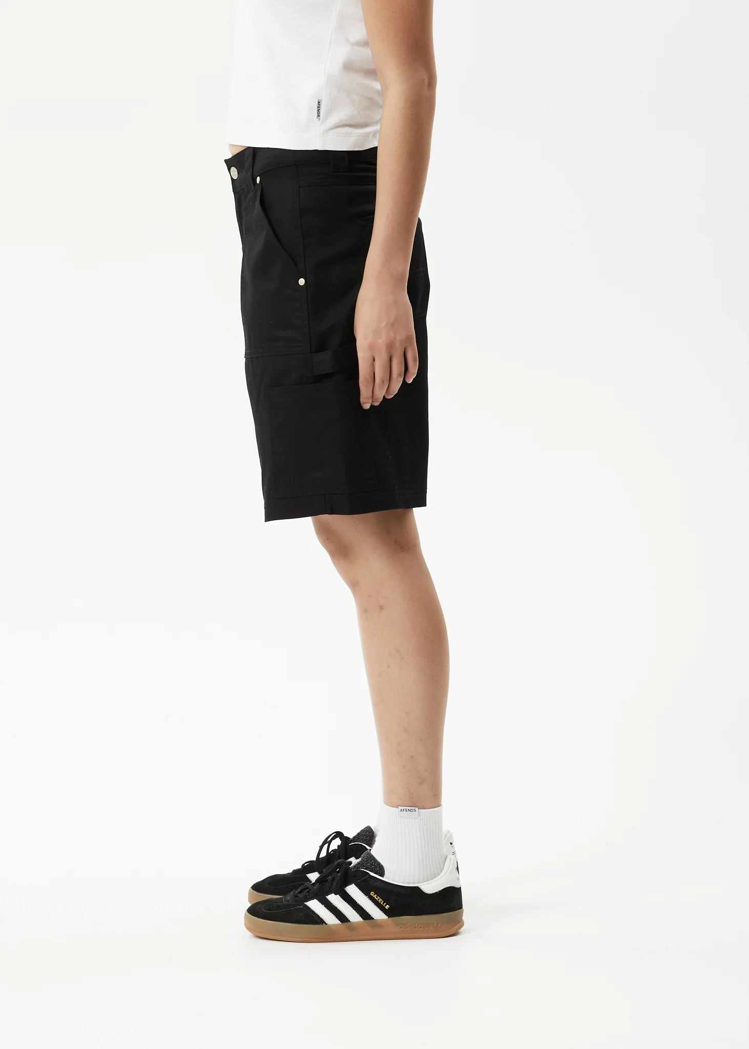 AFENDS Womens Carly - Low Rise Workwear Short - Black - Image 4