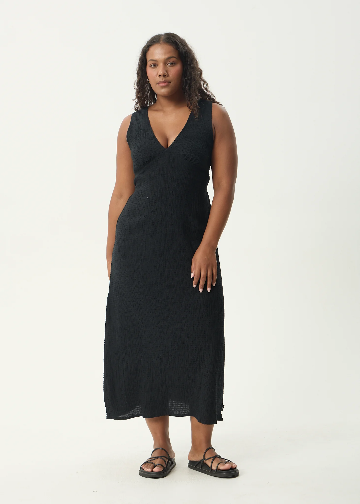 AFENDS Womens Tully - Seersucker Maxi Dress - Black - Image 2