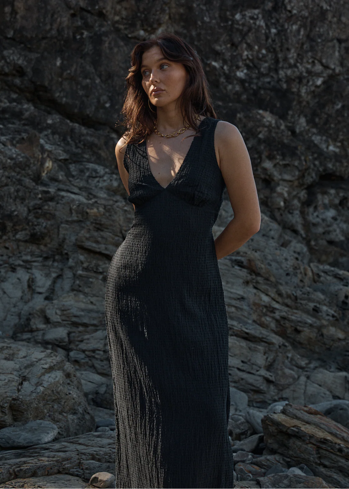 AFENDS Womens Tully - Seersucker Maxi Dress - Black - Image 3