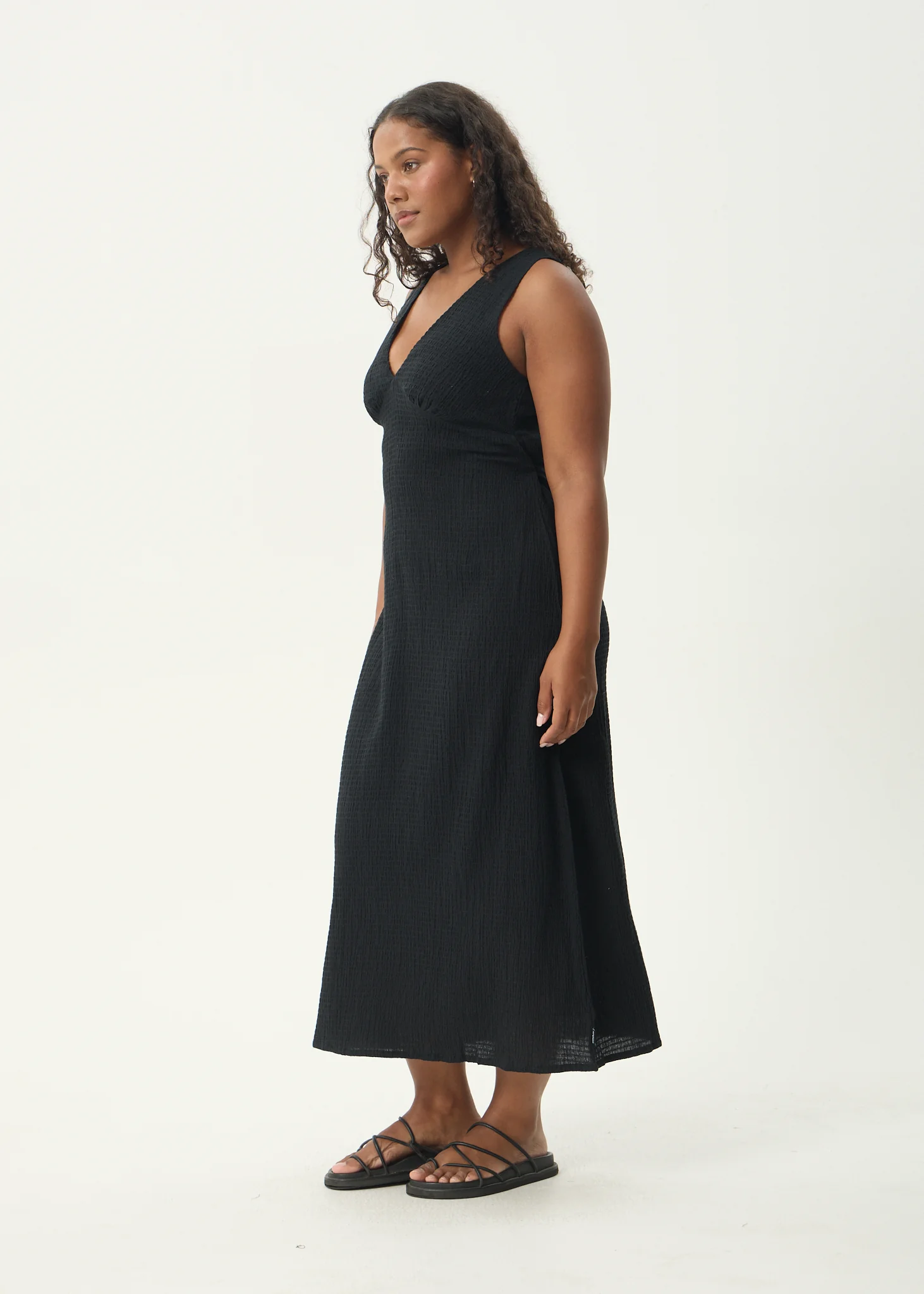 AFENDS Womens Tully - Seersucker Maxi Dress - Black - Image 7