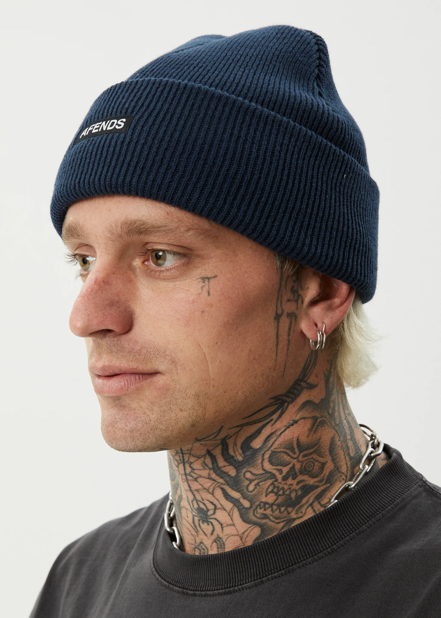 AFENDS Mens Hometown - Knit Beanie - Navy - Image 5