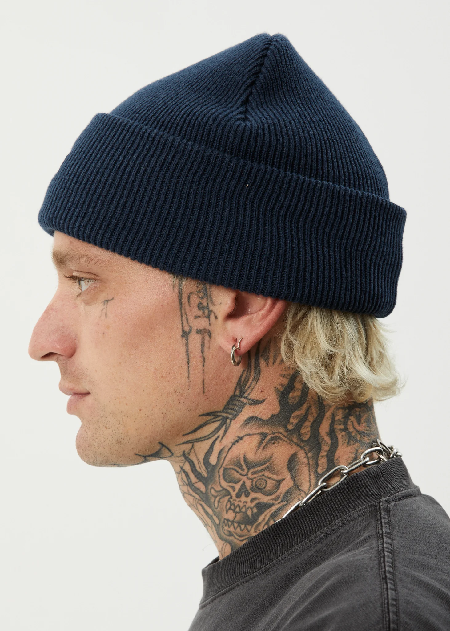AFENDS Mens Hometown - Knit Beanie - Navy - Image 7