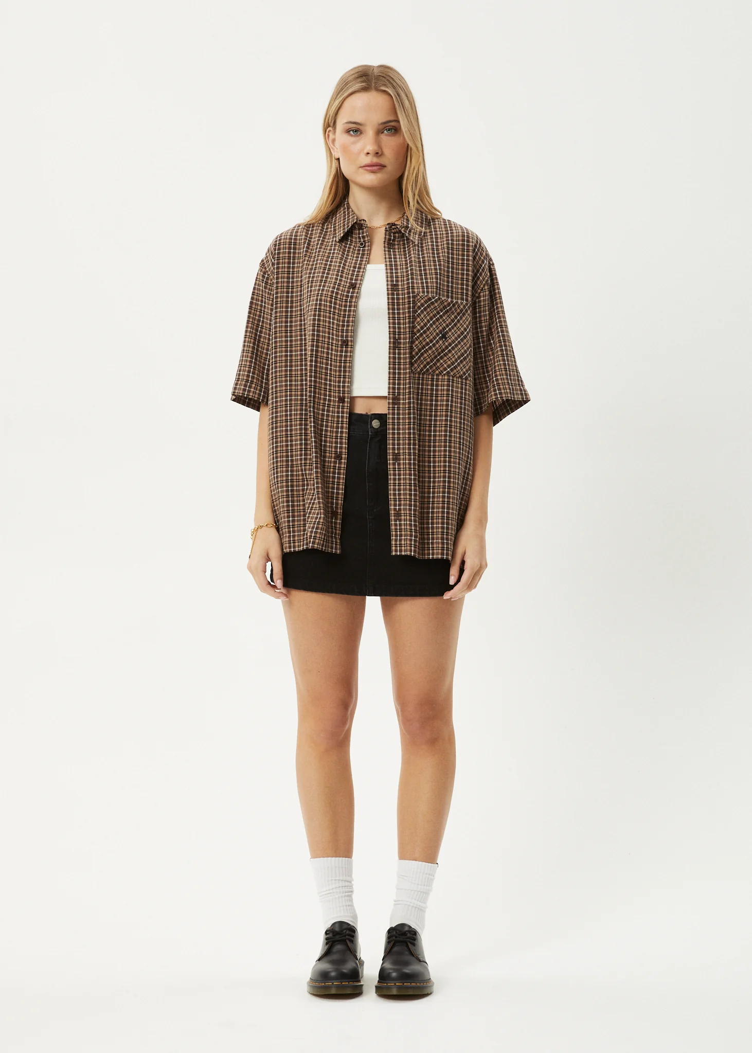 AFENDS Mens Hometown - Short Sleeve Shirt - Coffee - Image 12