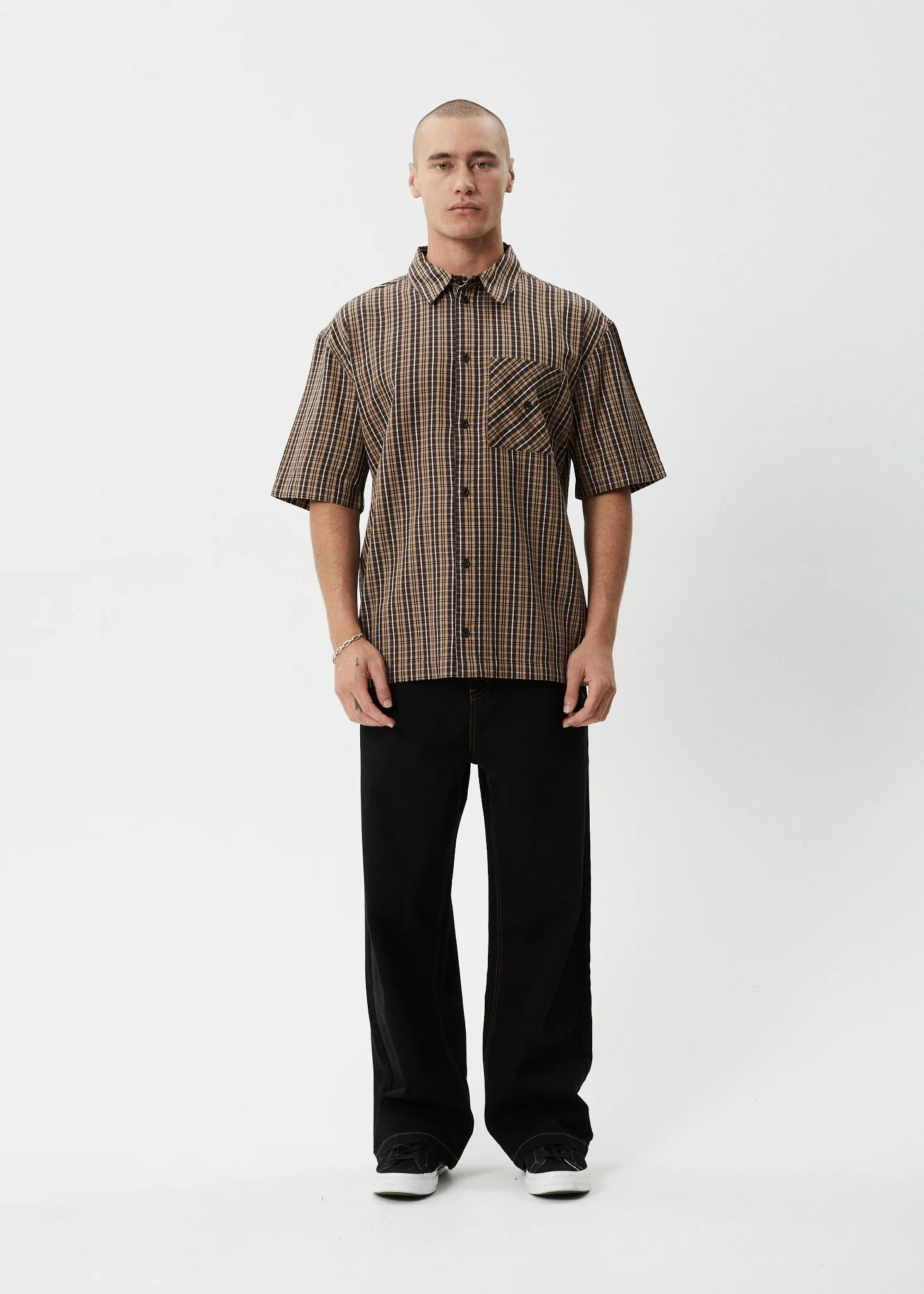 AFENDS Mens Hometown - Short Sleeve Shirt - Coffee - Image 13