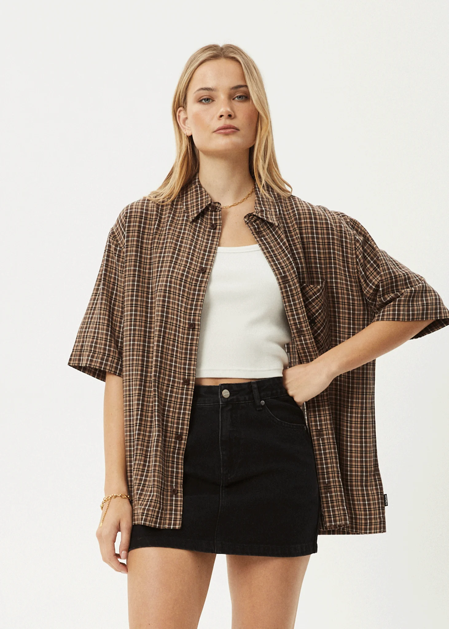 AFENDS Mens Hometown - Short Sleeve Shirt - Coffee - Image 4