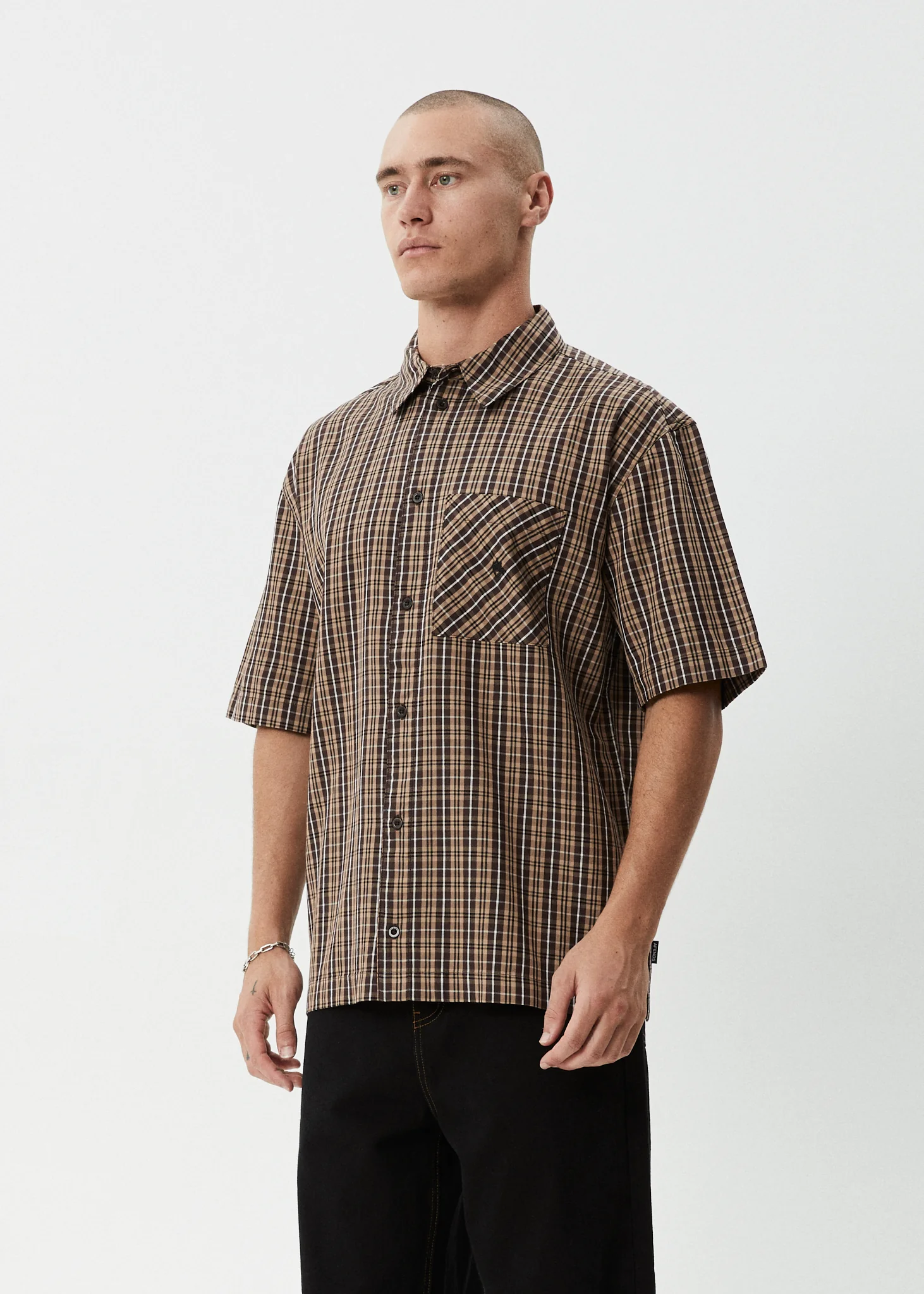 AFENDS Mens Hometown - Short Sleeve Shirt - Coffee - Image 7