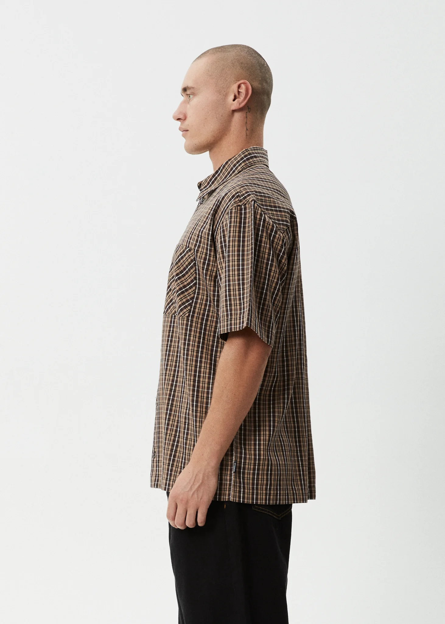 AFENDS Mens Hometown - Short Sleeve Shirt - Coffee - Image 9