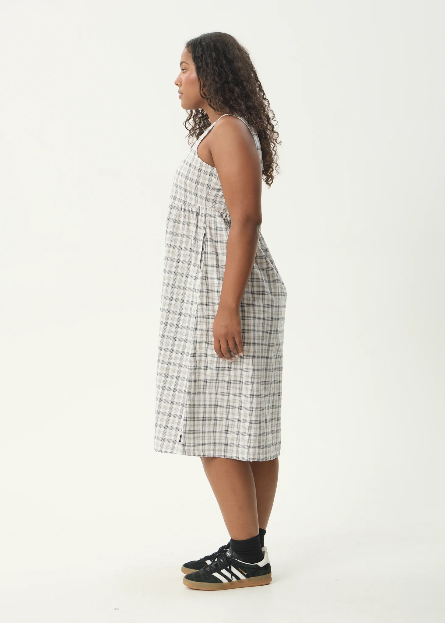 AFENDS Womens Leo - Seersucker Midi Dress - Black / White - Image 9