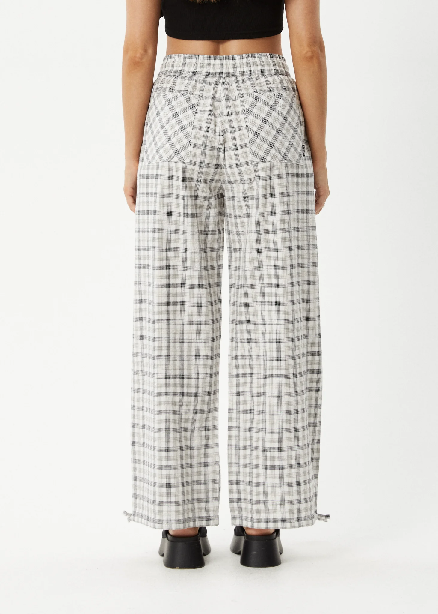 AFENDS Womens Leo - Seersucker Wide Leg Pant - Black / White - Image 6