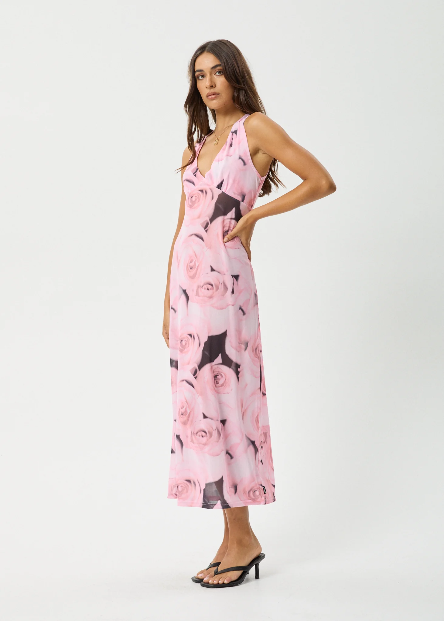 AFENDS Womens Marinette - Sheer Maxi Dress - Rose - Image 3
