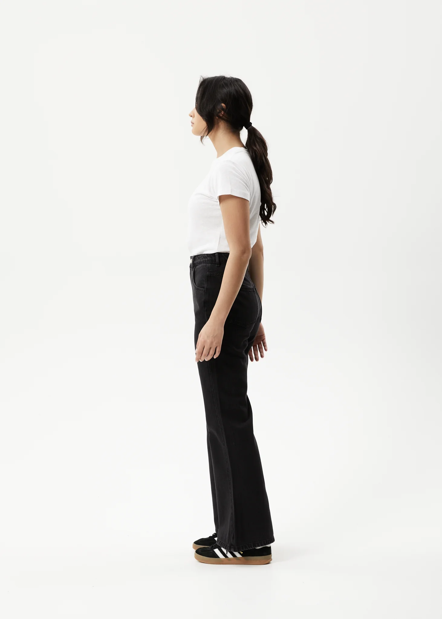 AFENDS Womens Marsha - Denim Slim Flared Jean - Washed Black - Image 4