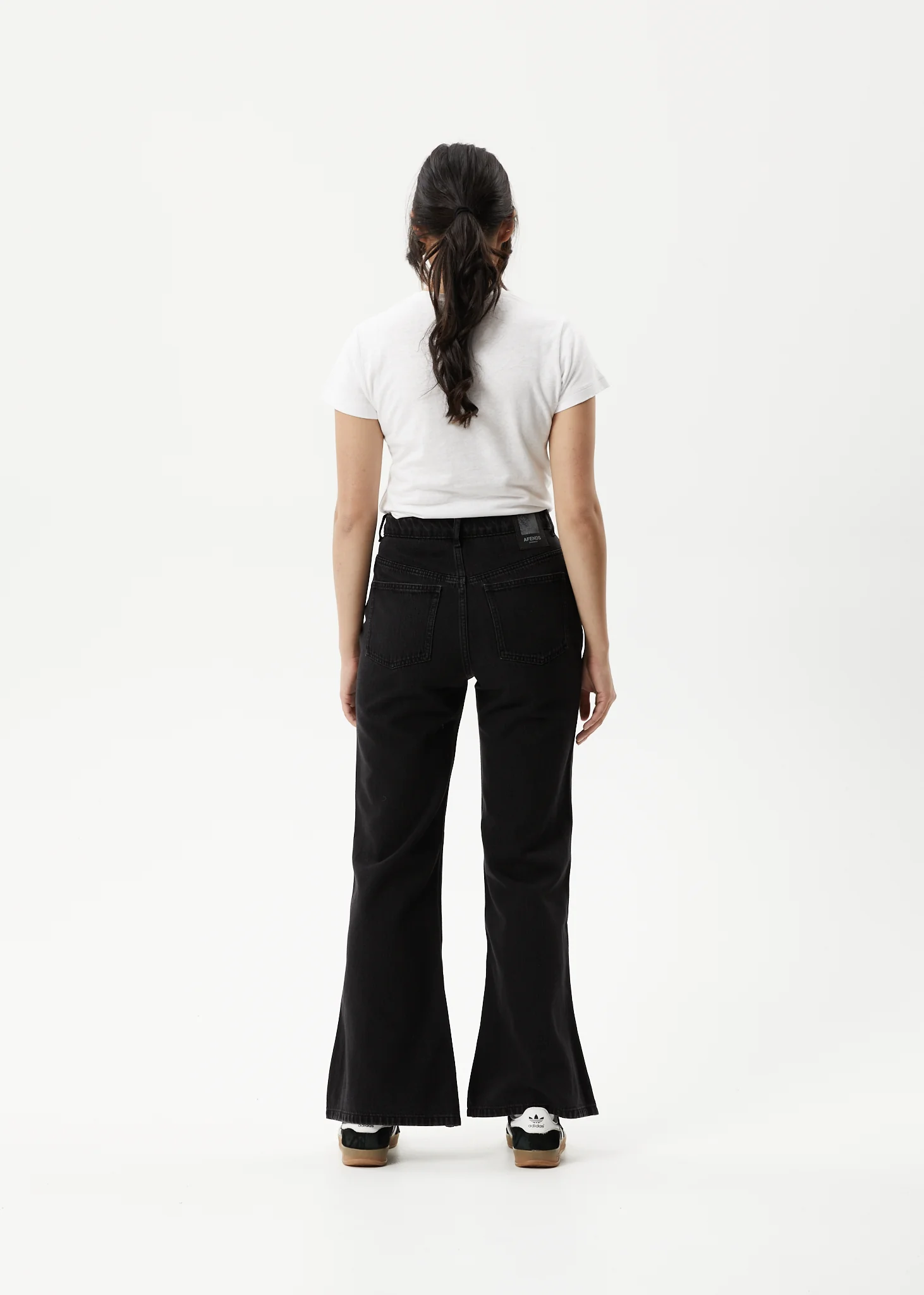 AFENDS Womens Marsha - Denim Slim Flared Jean - Washed Black - Image 5