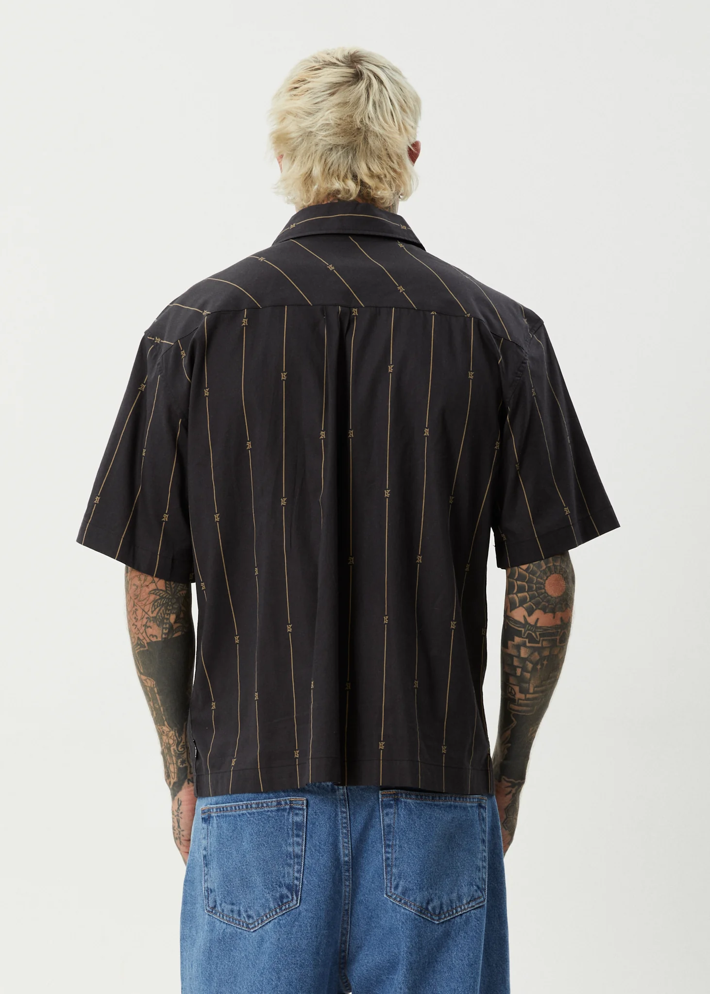 AFENDS Mens A Stripe - Short Sleeve Shirt - Black - Image 6