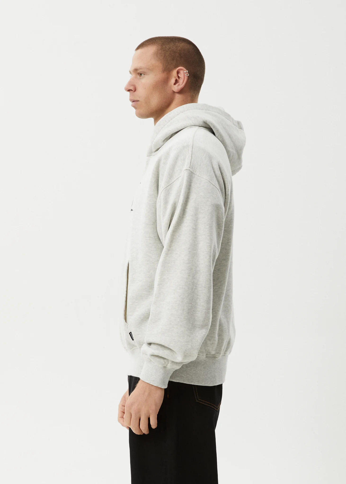 AFENDS Mens All Eyez - Boxy Hoodie - Grey Marle - Image 4