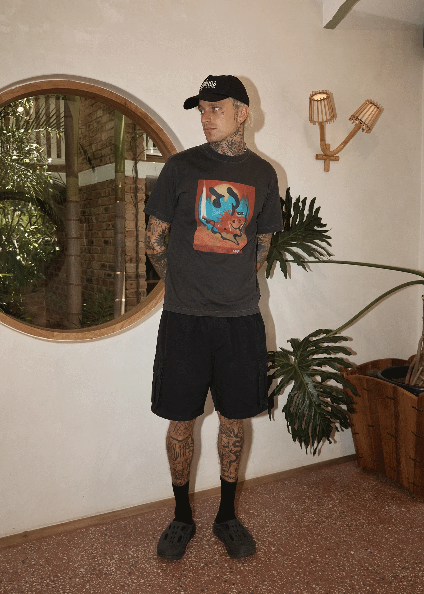 AFENDS Mens Apocalypso - Retro Tee - Stone Black - Image 7