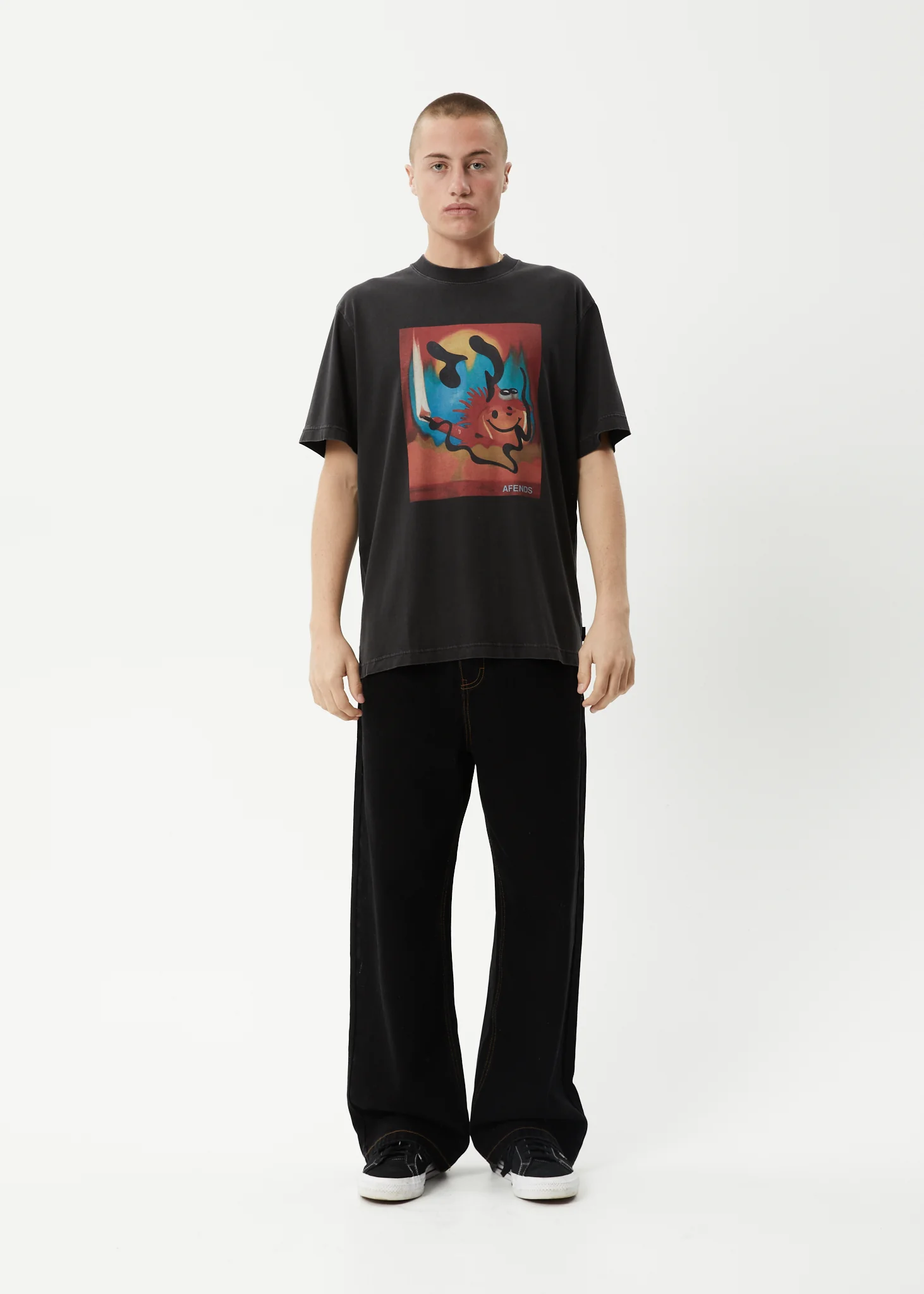 AFENDS Mens Apocalypso - Retro Tee - Stone Black - Image 9