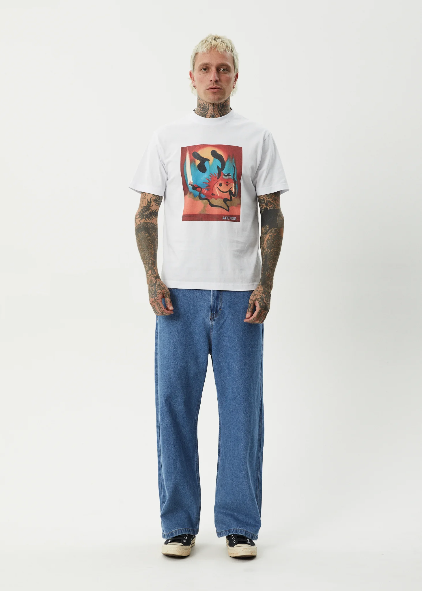 AFENDS Mens Apocalypso - Retro Tee - White - Image 7