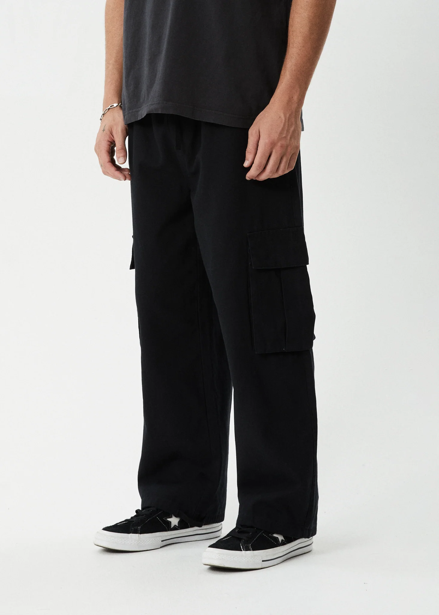 AFENDS Mens Atlas Canvas - Cargo Pant - Black - Image 3