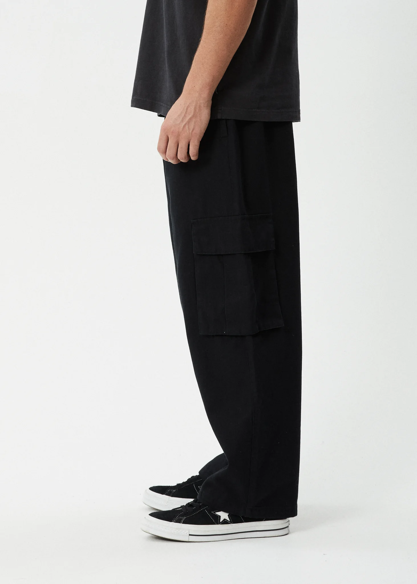 AFENDS Mens Atlas Canvas - Cargo Pant - Black - Image 4