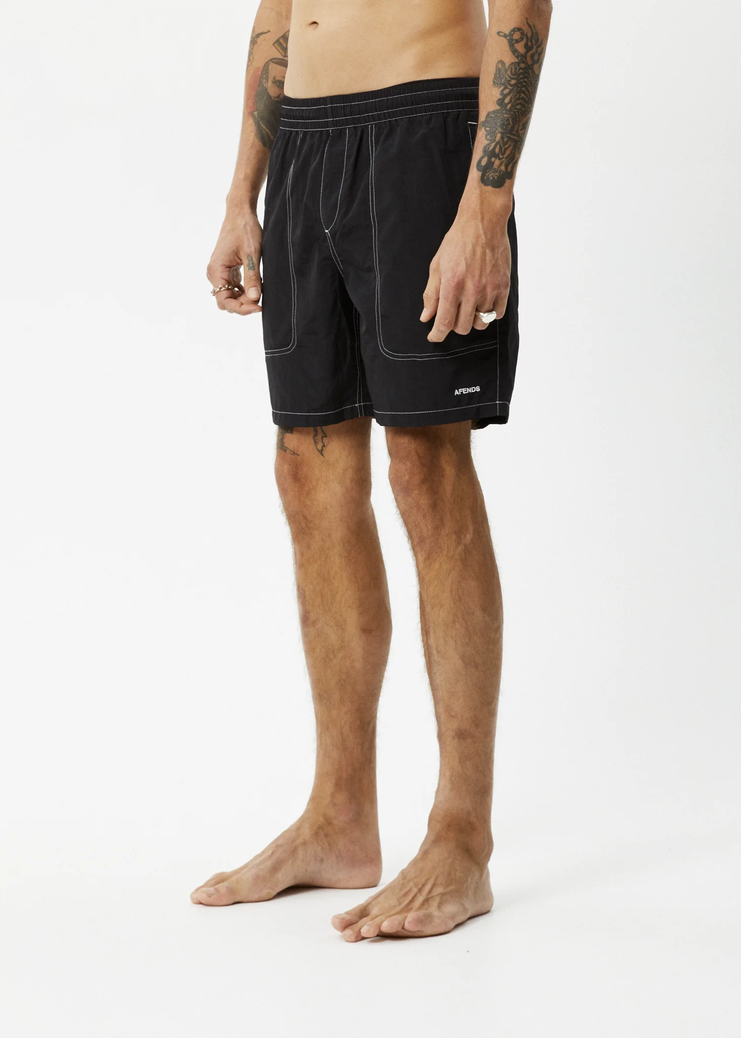 AFENDS Mens Baywatch - Swim Short 18" - Black - Image 3