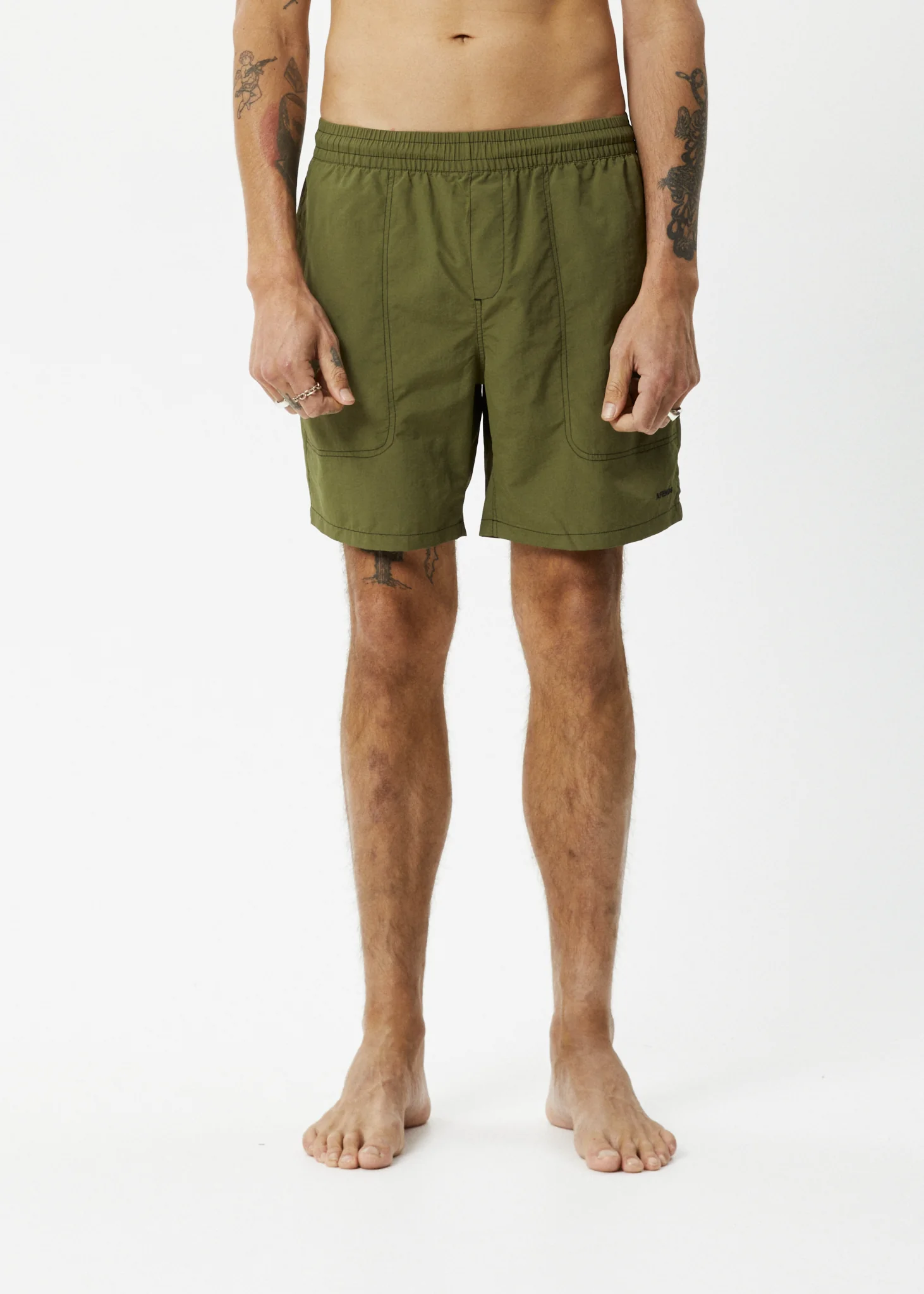 AFENDS Mens Baywatch - Swim Short 18" - Military - Image 2