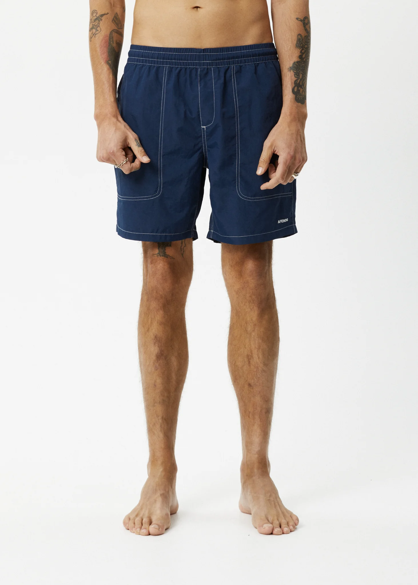 AFENDS Mens Baywatch - Swim Short 18" - Navy - Image 2