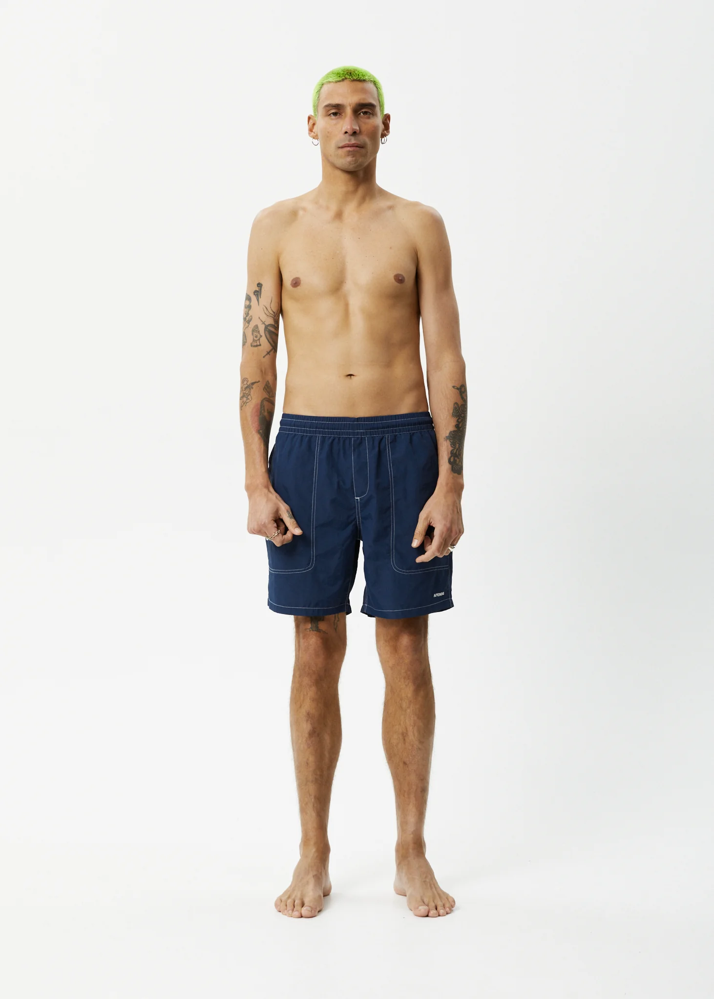AFENDS Mens Baywatch - Swim Short 18" - Navy - Image 5