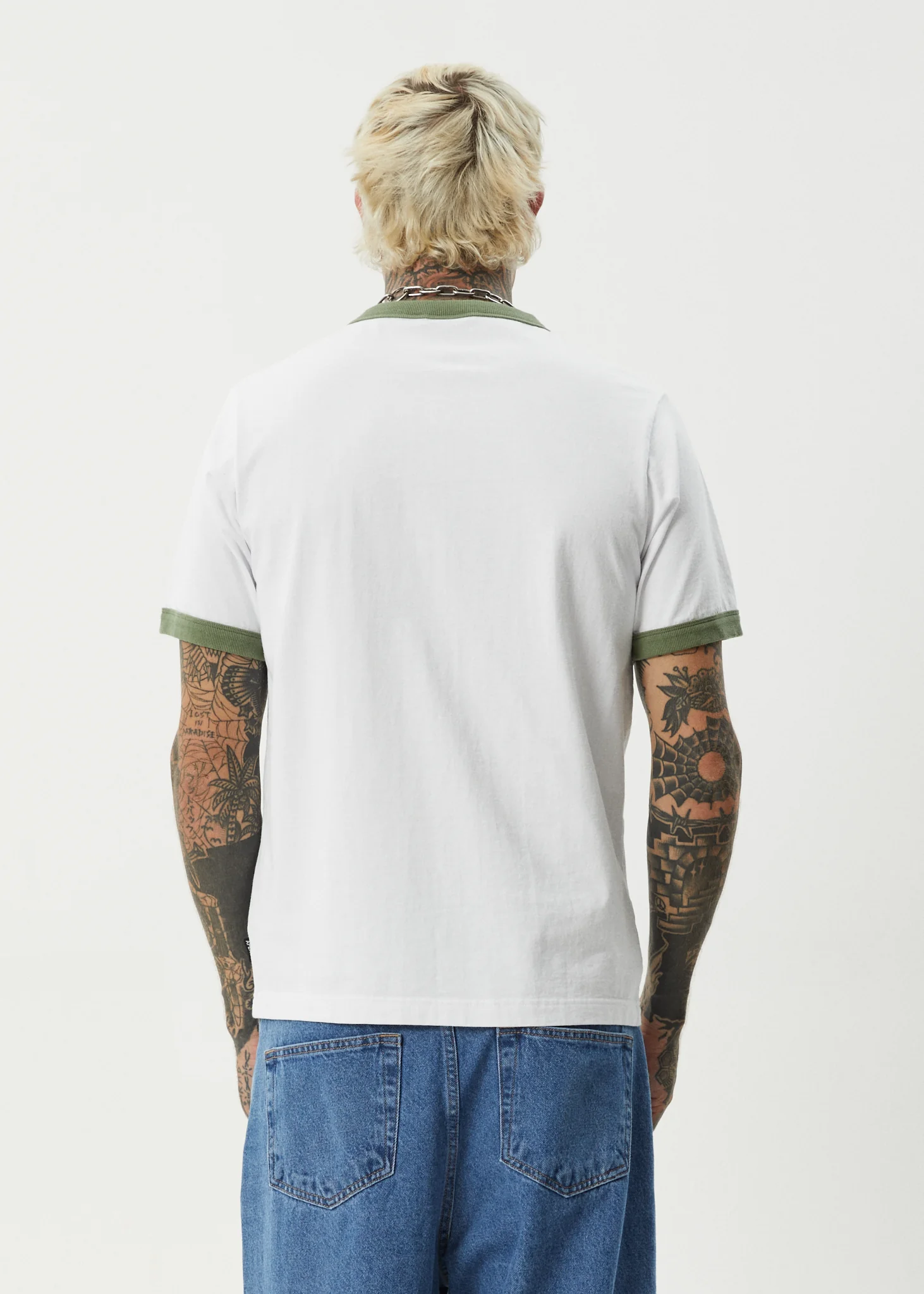 AFENDS Mens Classico - Heavyweight Ringer Tee - White - Image 6