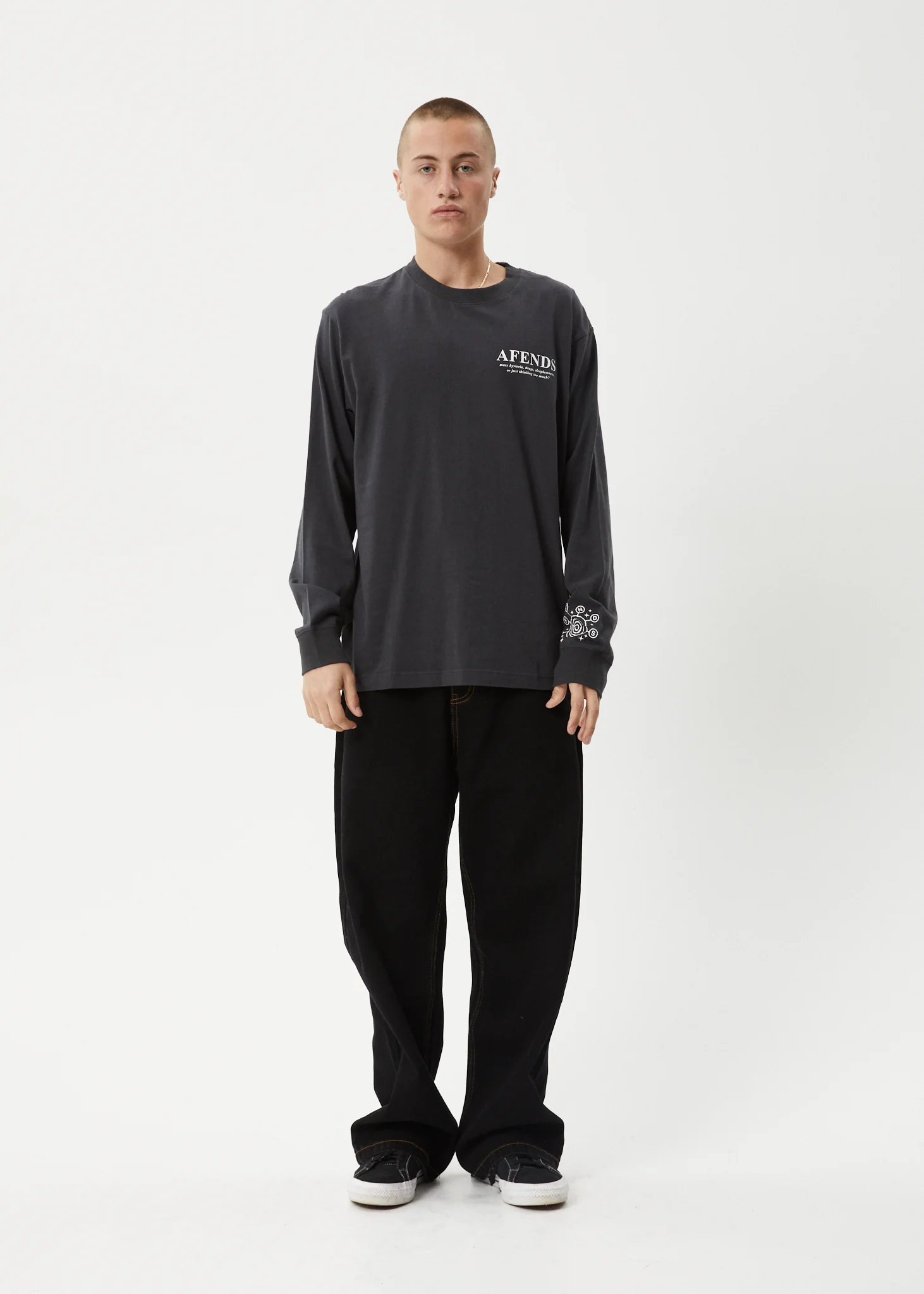 AFENDS Mens Cosmic - Long Sleeve Tee - Charcoal - Image 10
