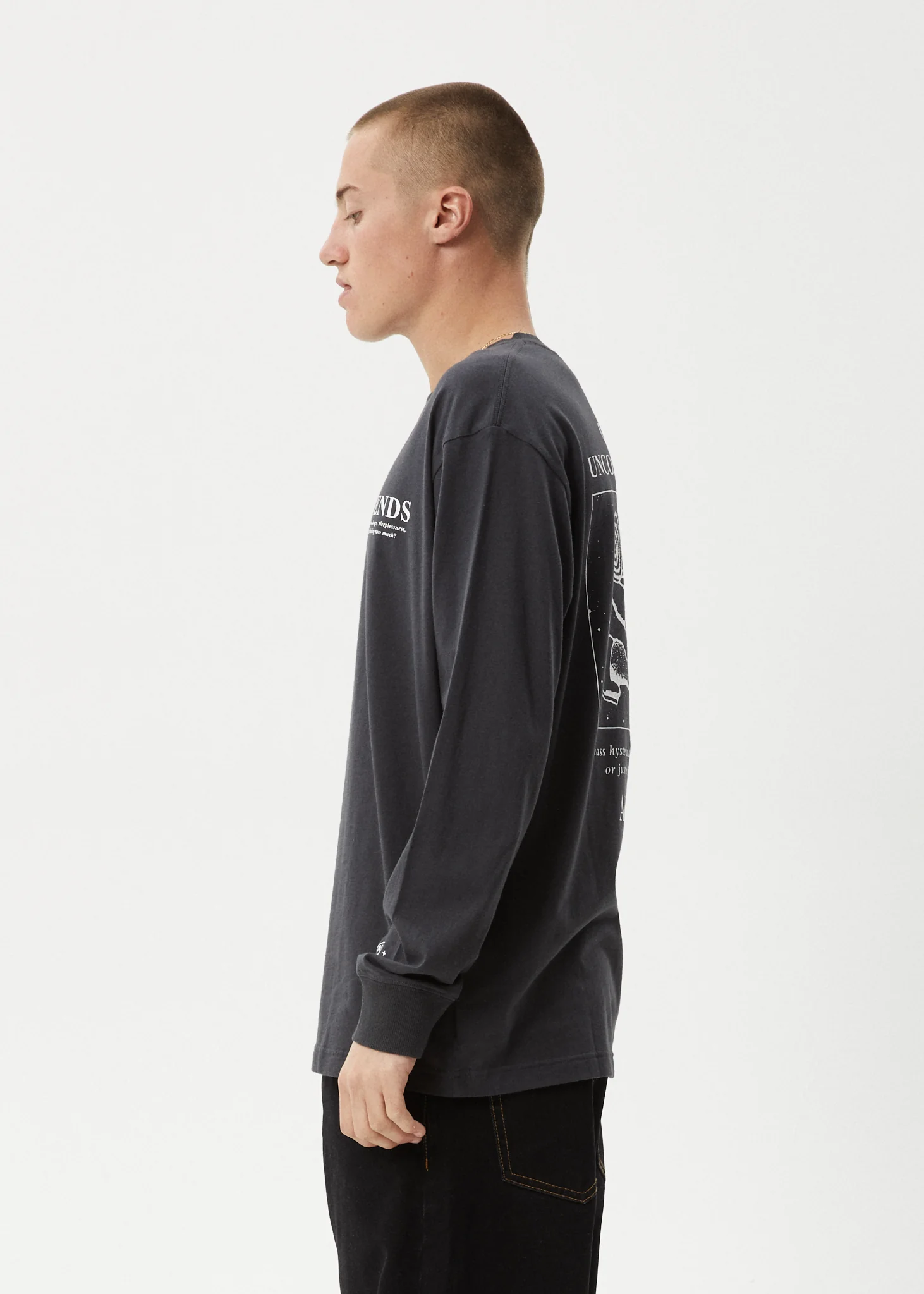 AFENDS Mens Cosmic - Long Sleeve Tee - Charcoal - Image 5