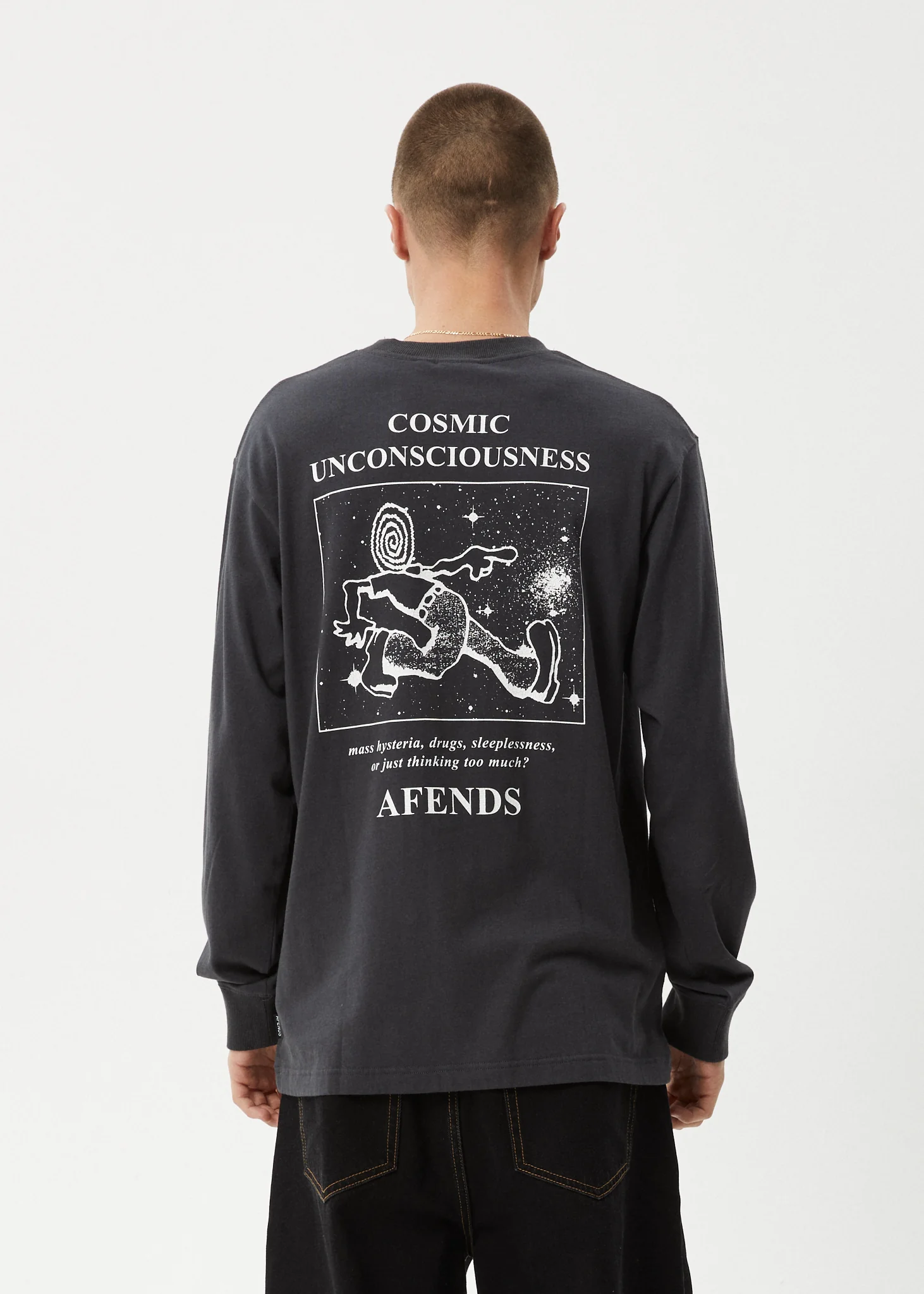 AFENDS Mens Cosmic - Long Sleeve Tee - Charcoal - Image 6