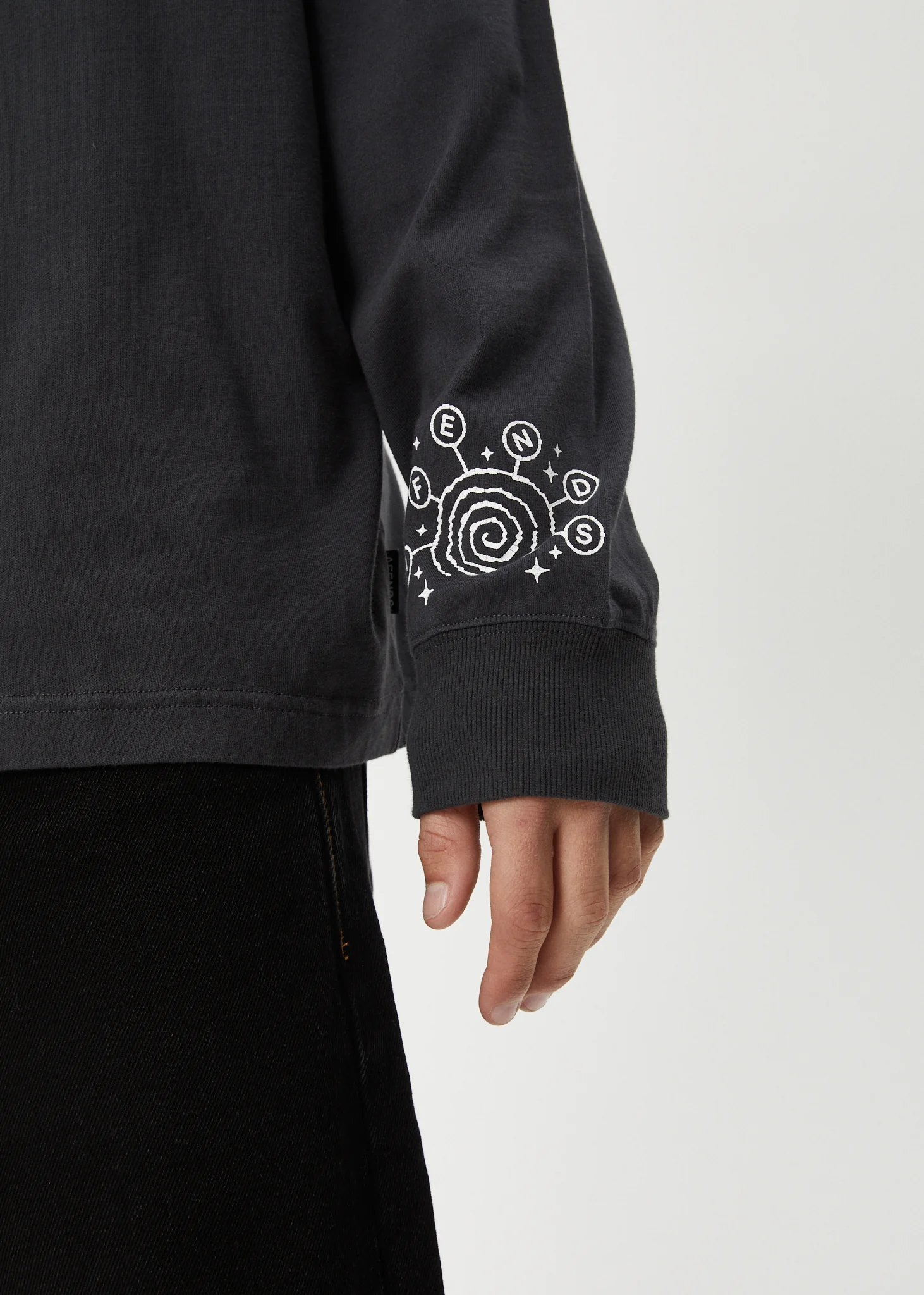 AFENDS Mens Cosmic - Long Sleeve Tee - Charcoal - Image 8