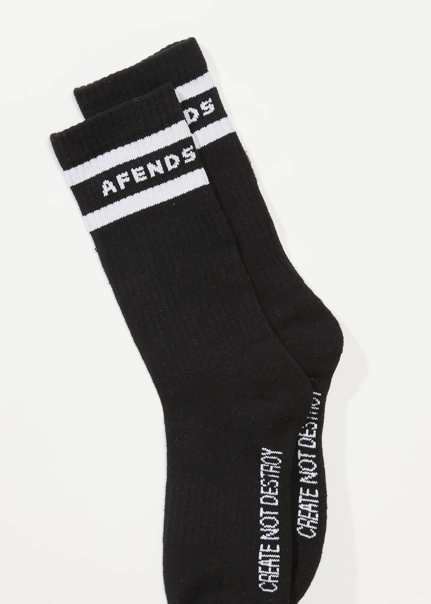 AFENDS Mens Create Not Destroy - Socks Two Pack - Black / White - Image 3