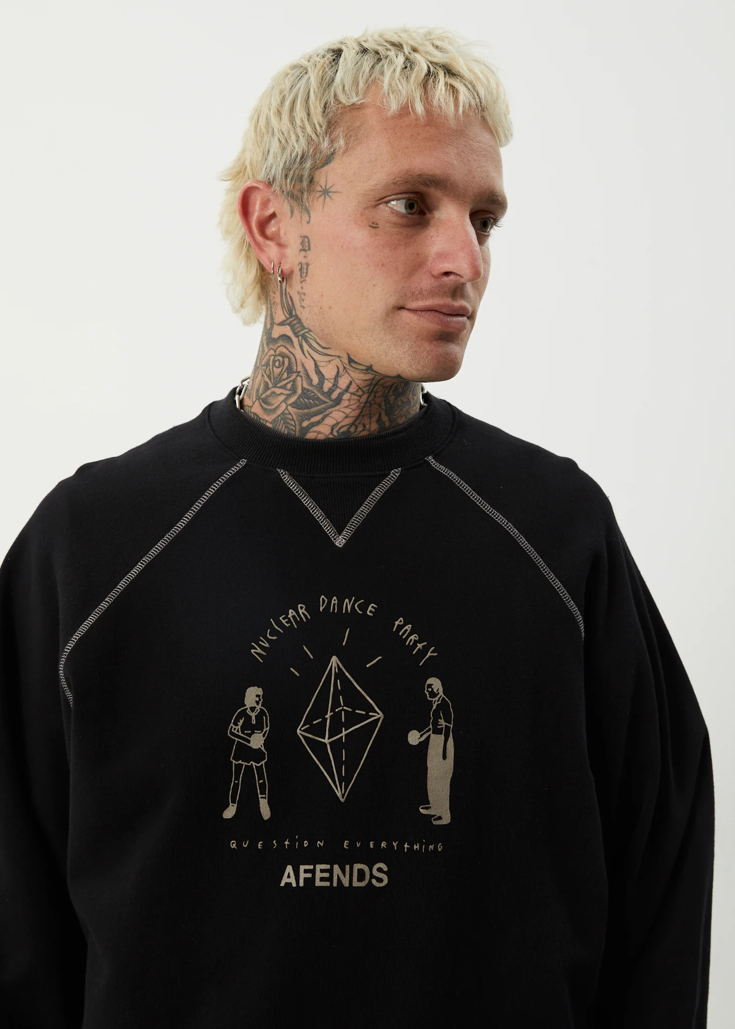AFENDS Mens Dance Party - Crew Neck Jumper - Black - Image 6