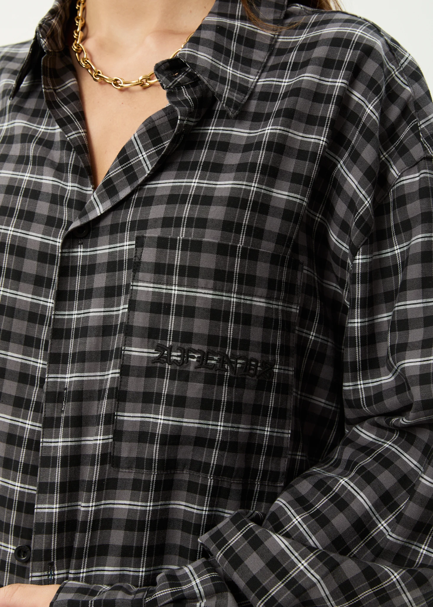 AFENDS Mens Darkness - Long Sleeve Shirt - Black Check - Image 10