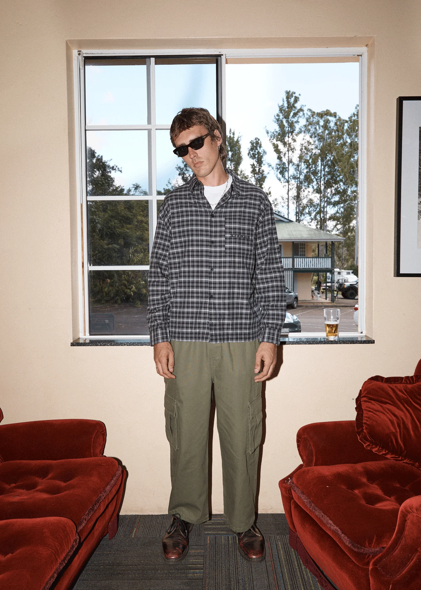 AFENDS Mens Darkness - Long Sleeve Shirt - Black Check - Image 3