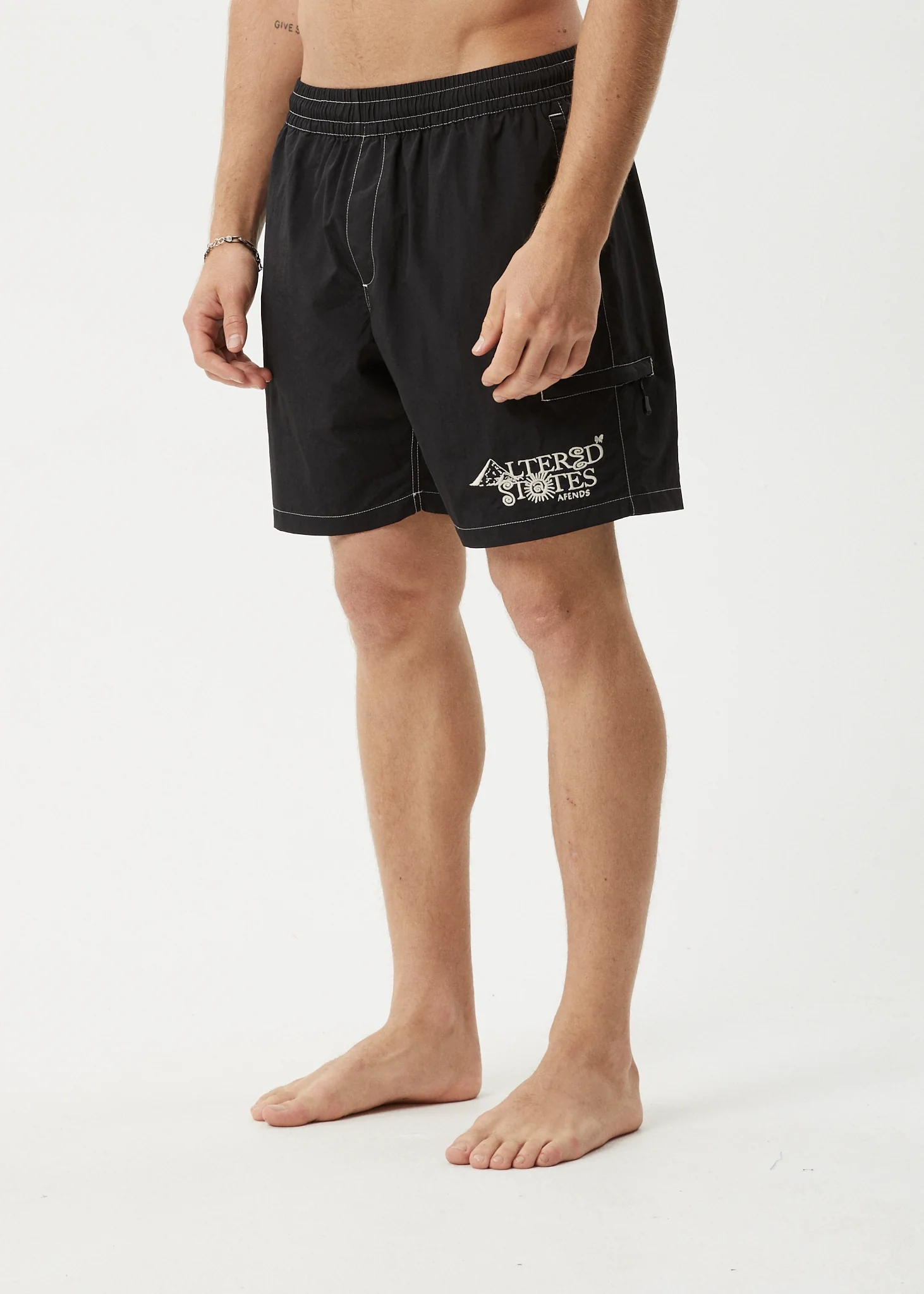 AFENDS Mens Deep State - Baywatch Swim Short 18" - Black - Image 3