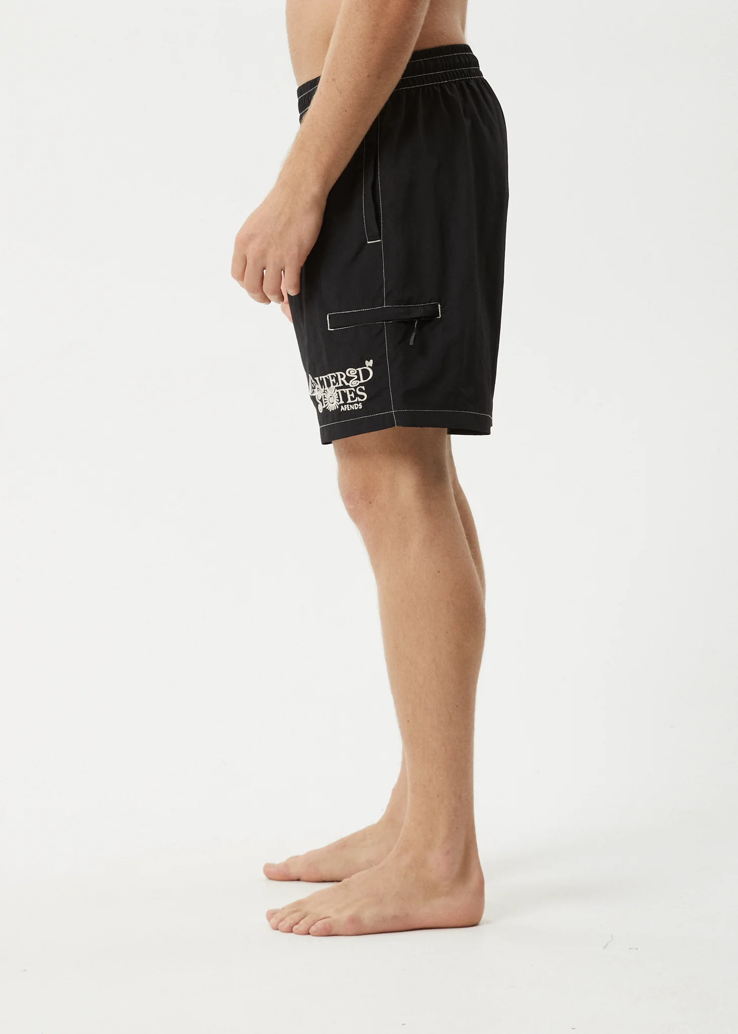 AFENDS Mens Deep State - Baywatch Swim Short 18" - Black - Image 4