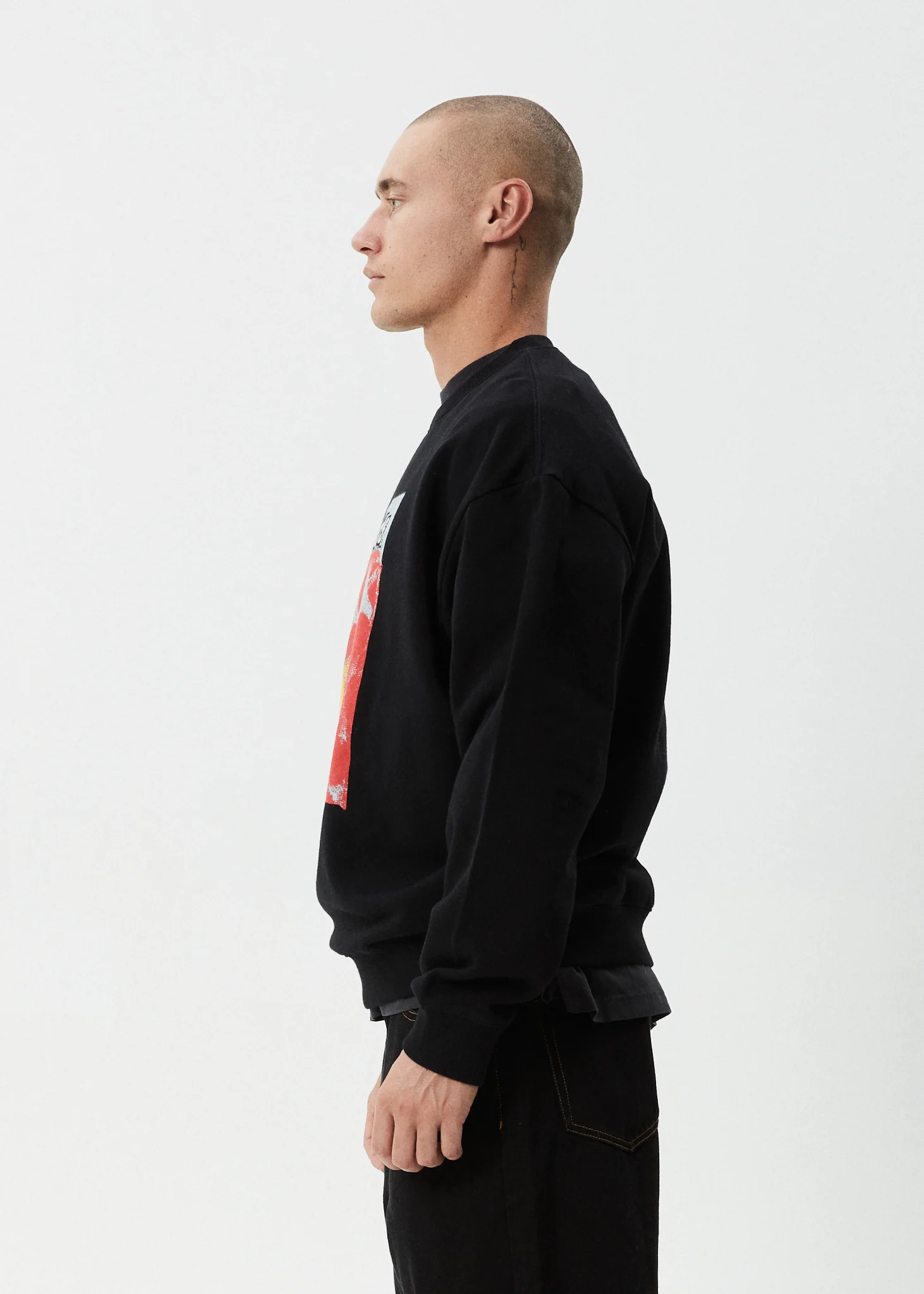 AFENDS Mens Dime Bag - Crew Neck Jumper - Black - Image 4