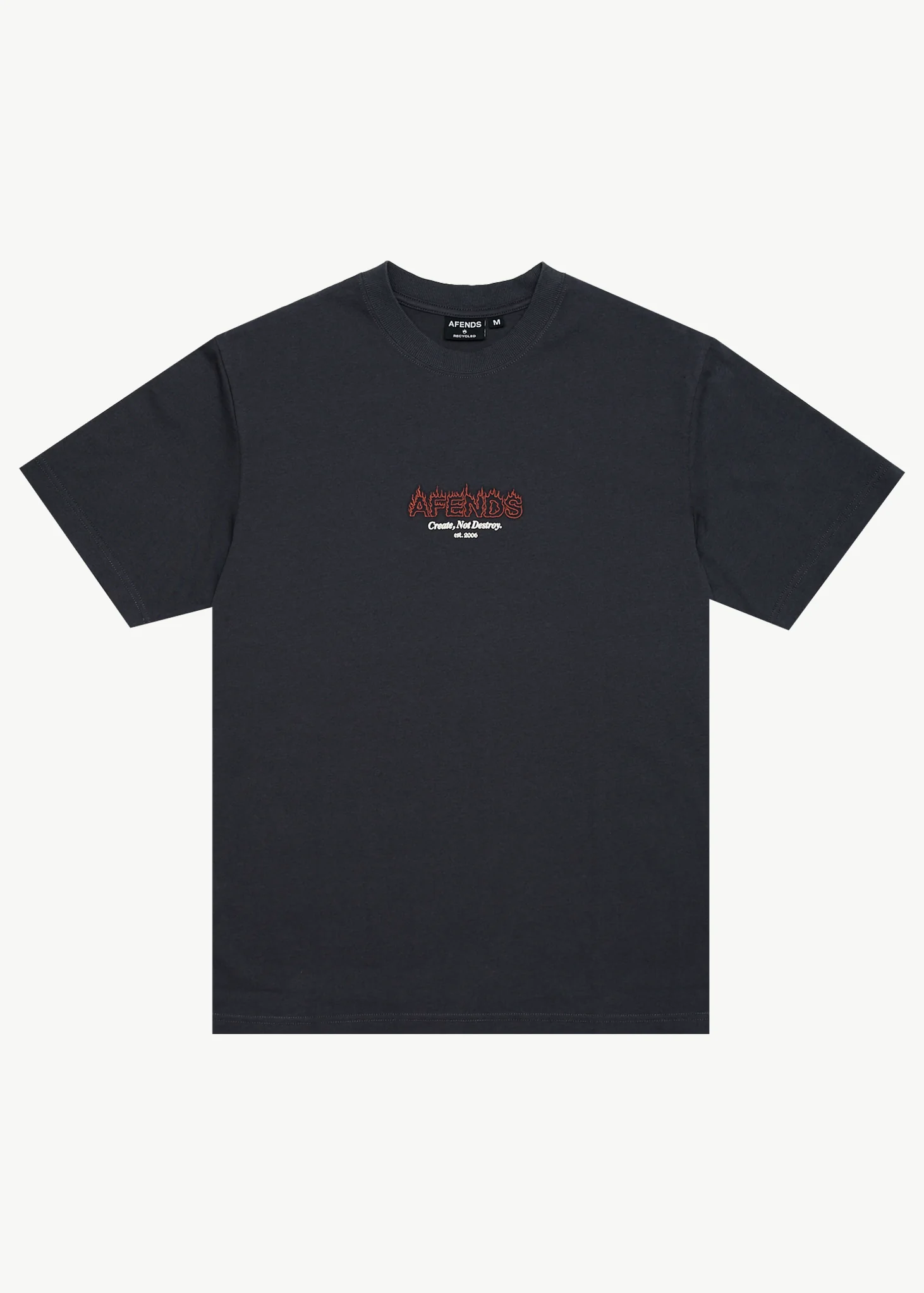 AFENDS Mens Ember - Retro Tee - Charcoal