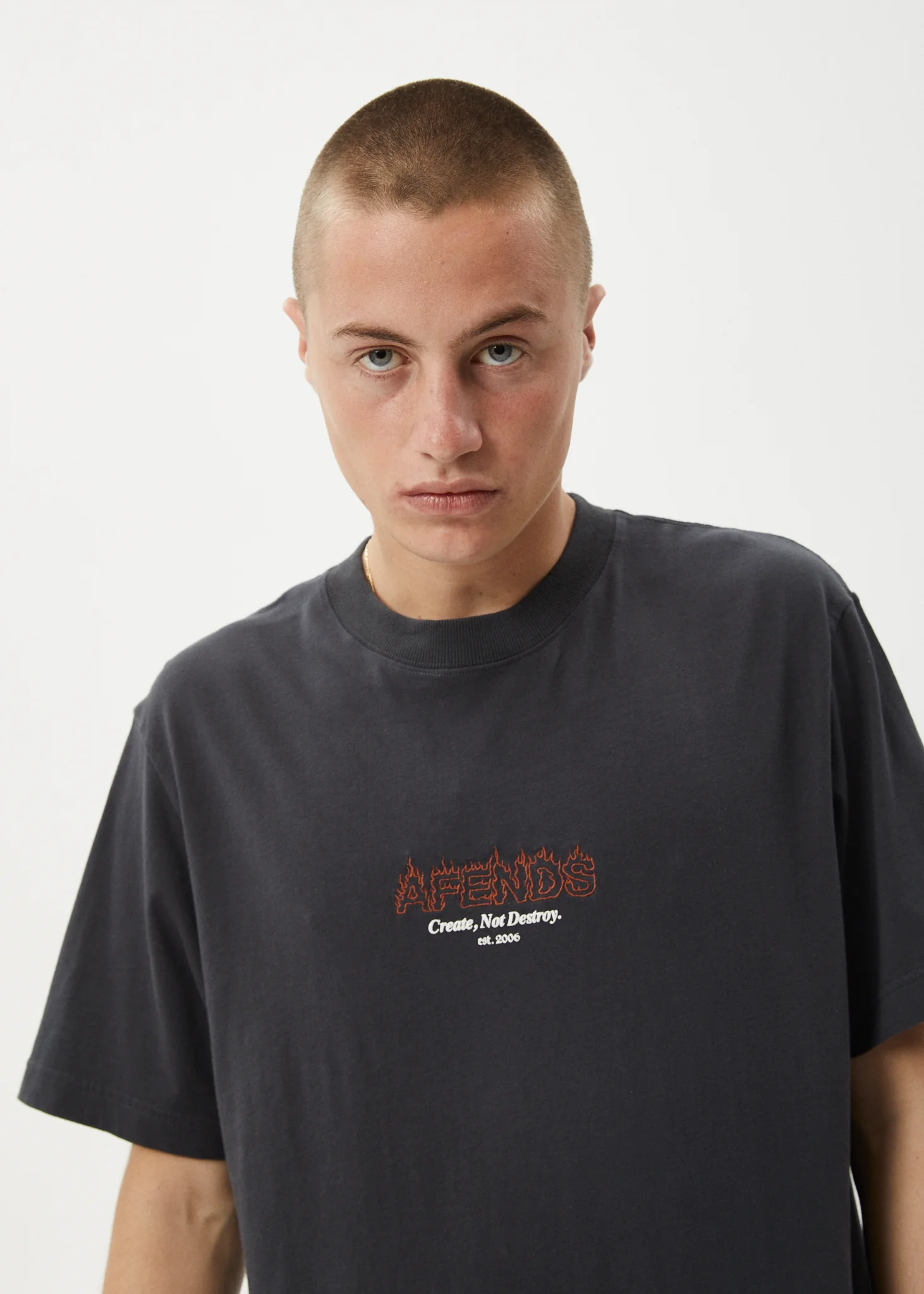 AFENDS Mens Ember - Retro Tee - Charcoal - Image 6